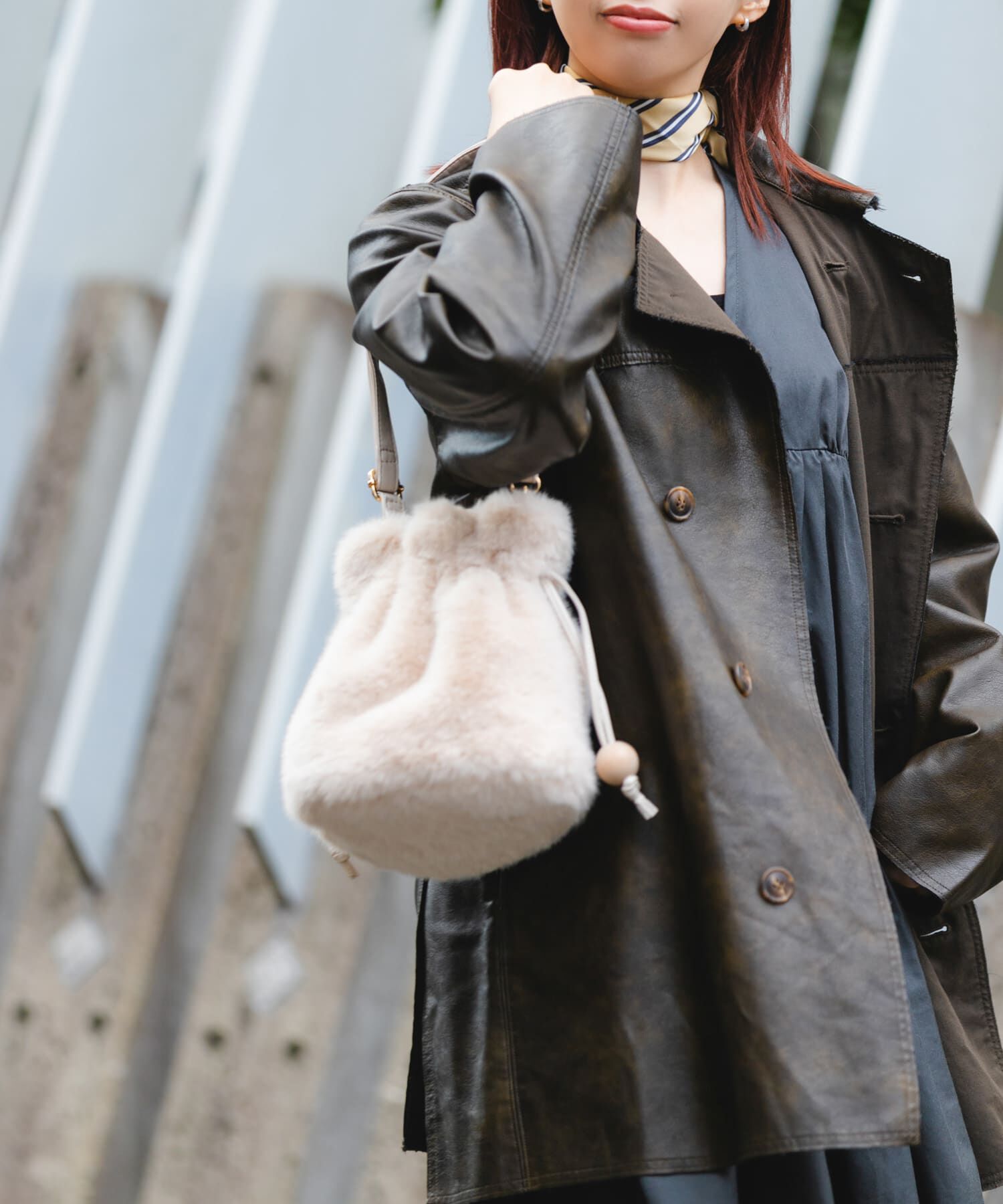 RODE SKO「ウッドボールキンチャクファーバッグ」|スカート|アイボリー