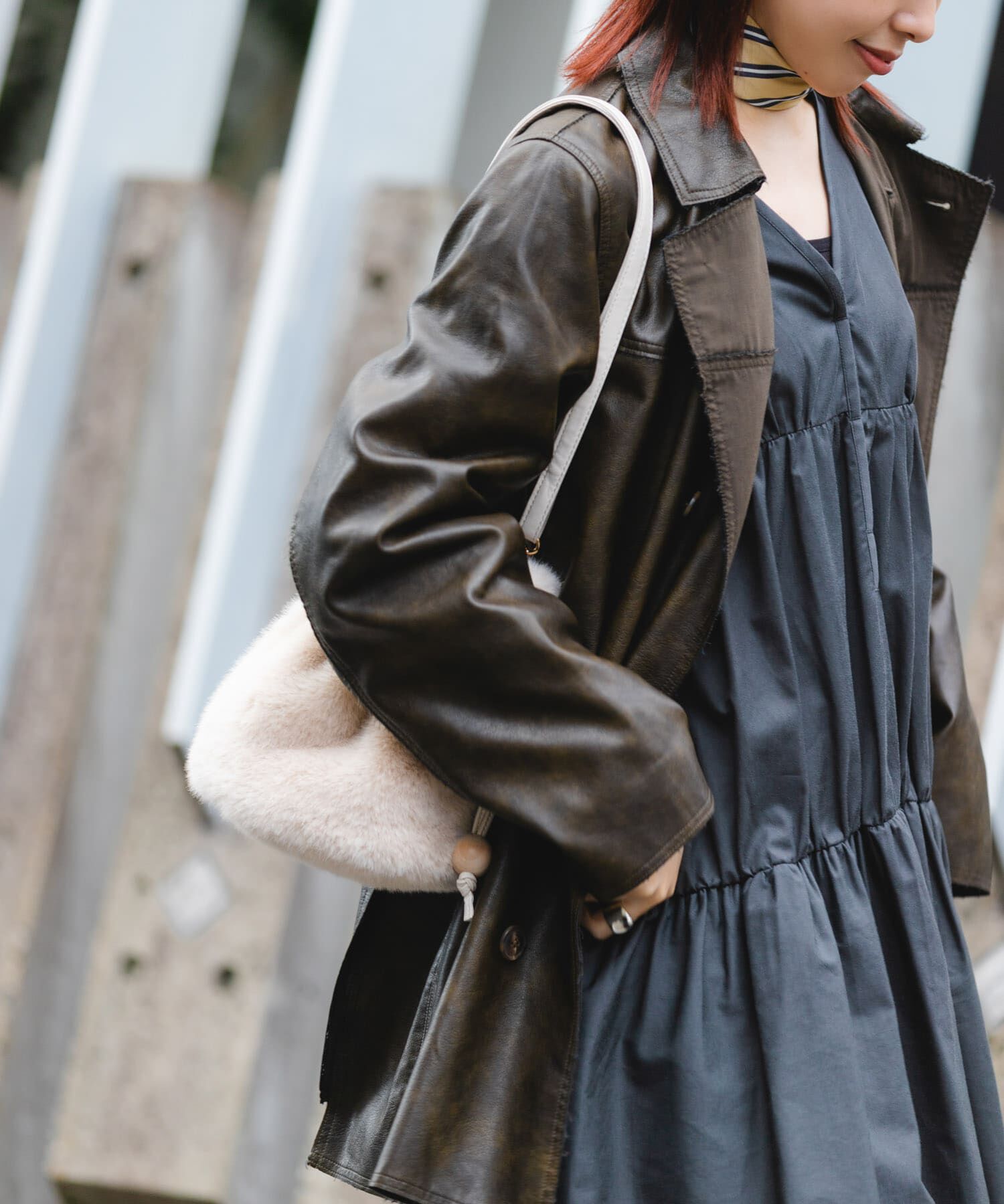 RODE SKO「ウッドボールキンチャクファーバッグ」|スカート|