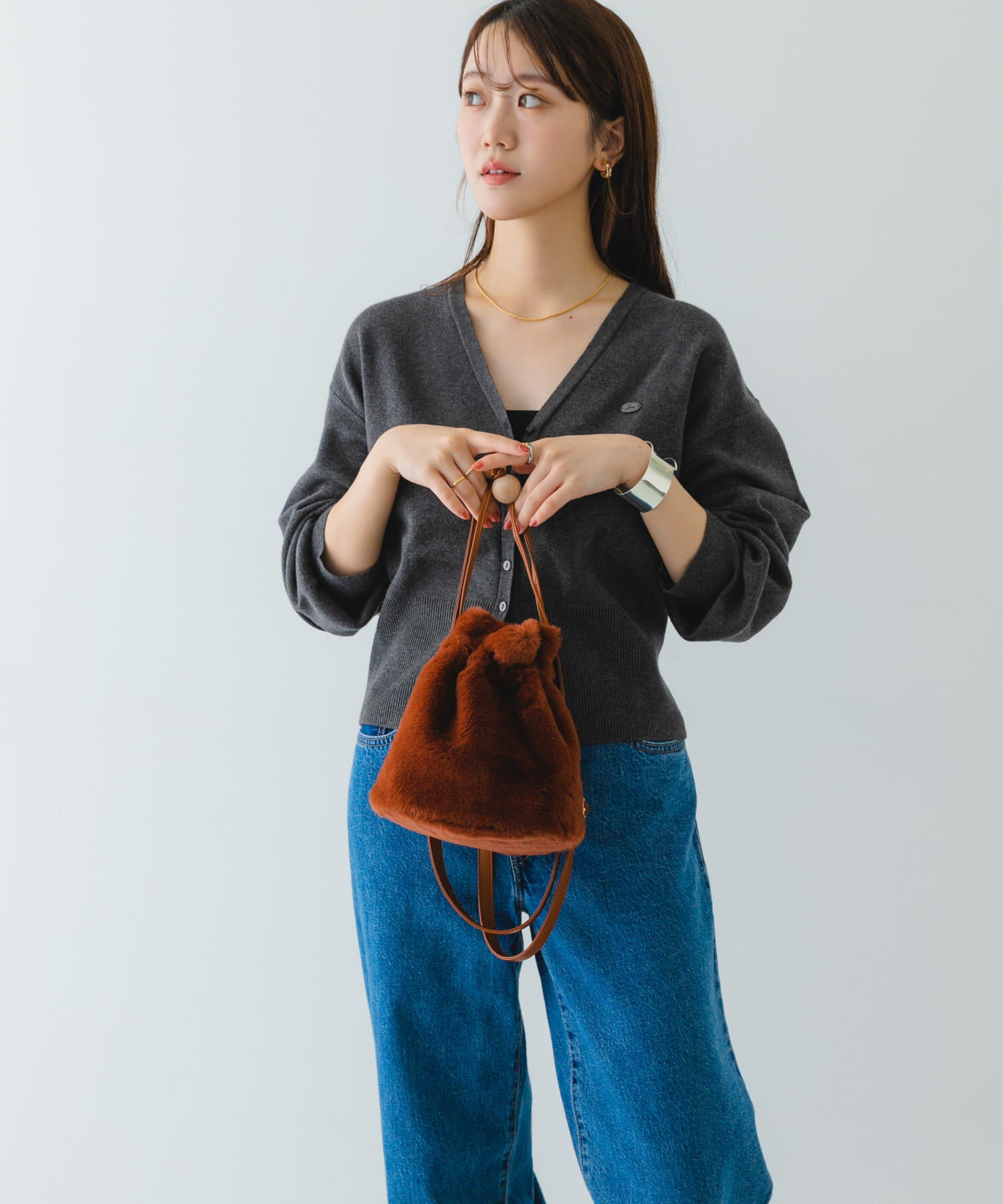 RODE SKO「ウッドボールキンチャクファーバッグ」|スカート|