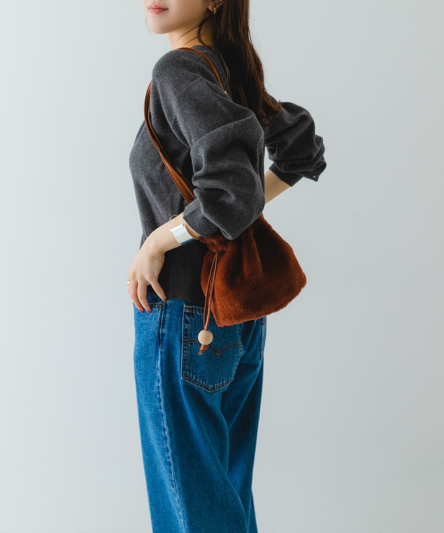 RODE SKO「ウッドボールキンチャクファーバッグ」|スカート|