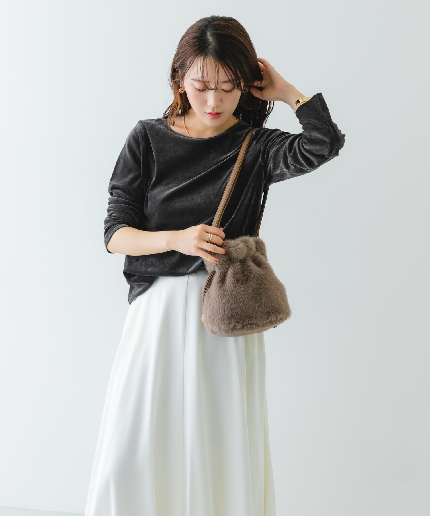 RODE SKO「ウッドボールキンチャクファーバッグ」|スカート|