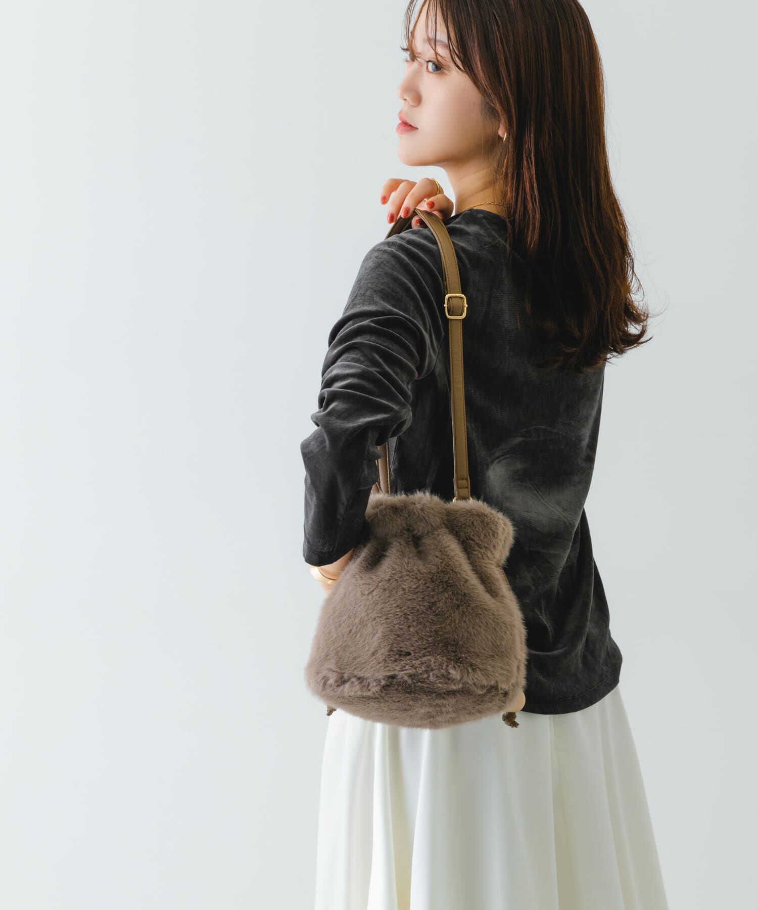 RODE SKO「ウッドボールキンチャクファーバッグ」|スカート|