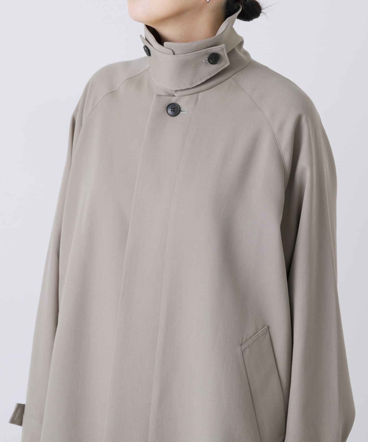 かぐれ「ウーステッドウールコート」|ノーカラーコート|