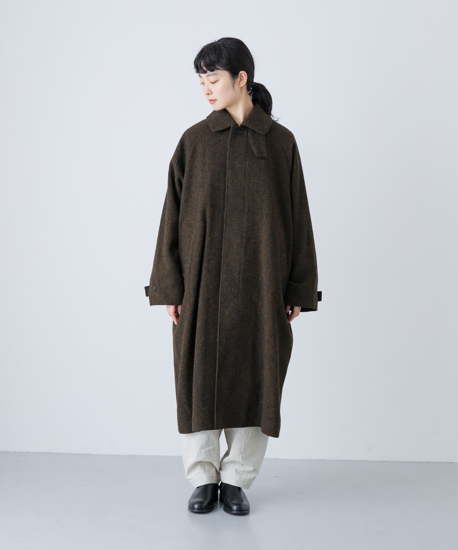 かぐれ「『ユニセックス』Wool bal coat」|ノーカラーコート|