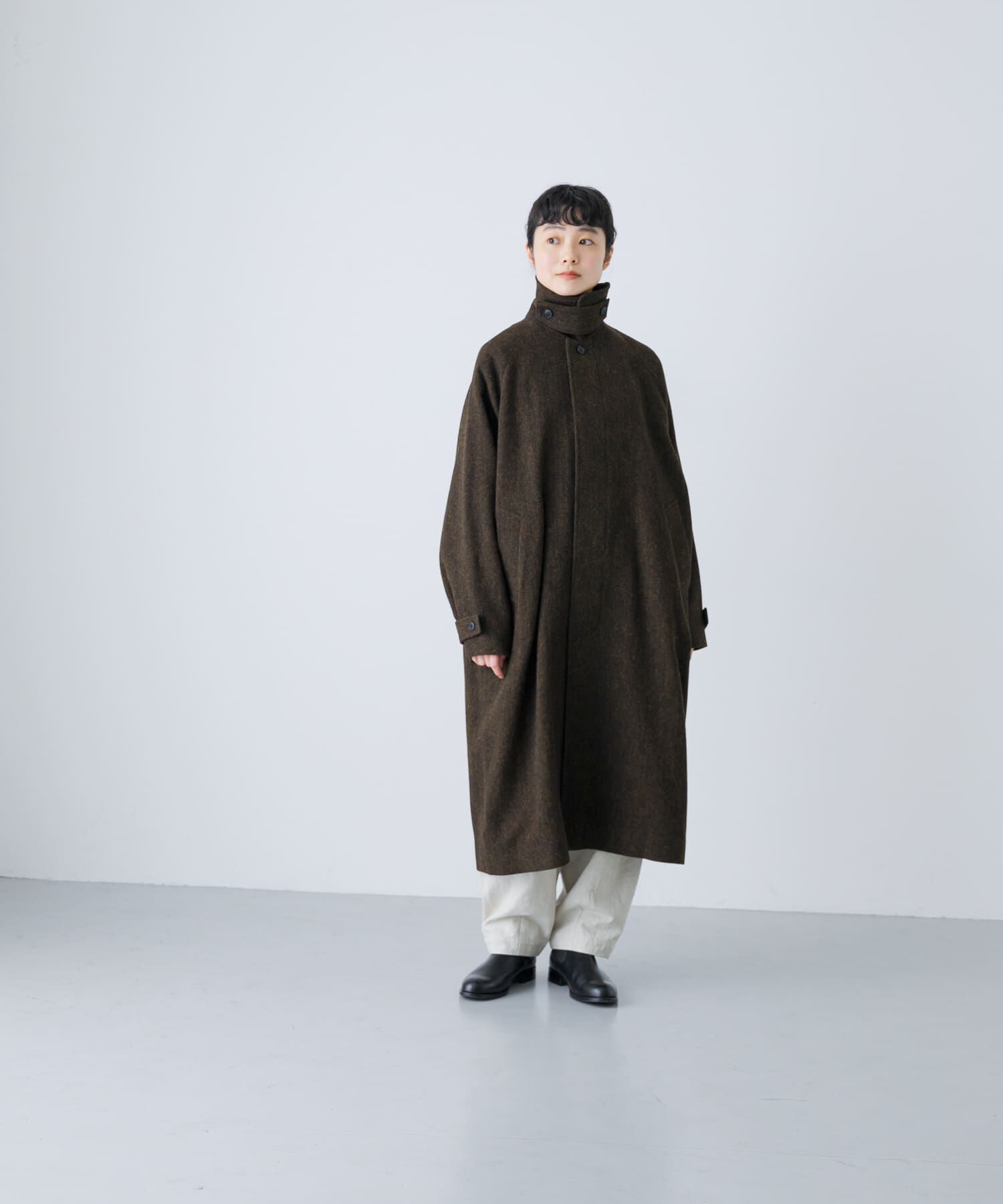 かぐれ「『ユニセックス』Wool bal coat」|ノーカラーコート|
