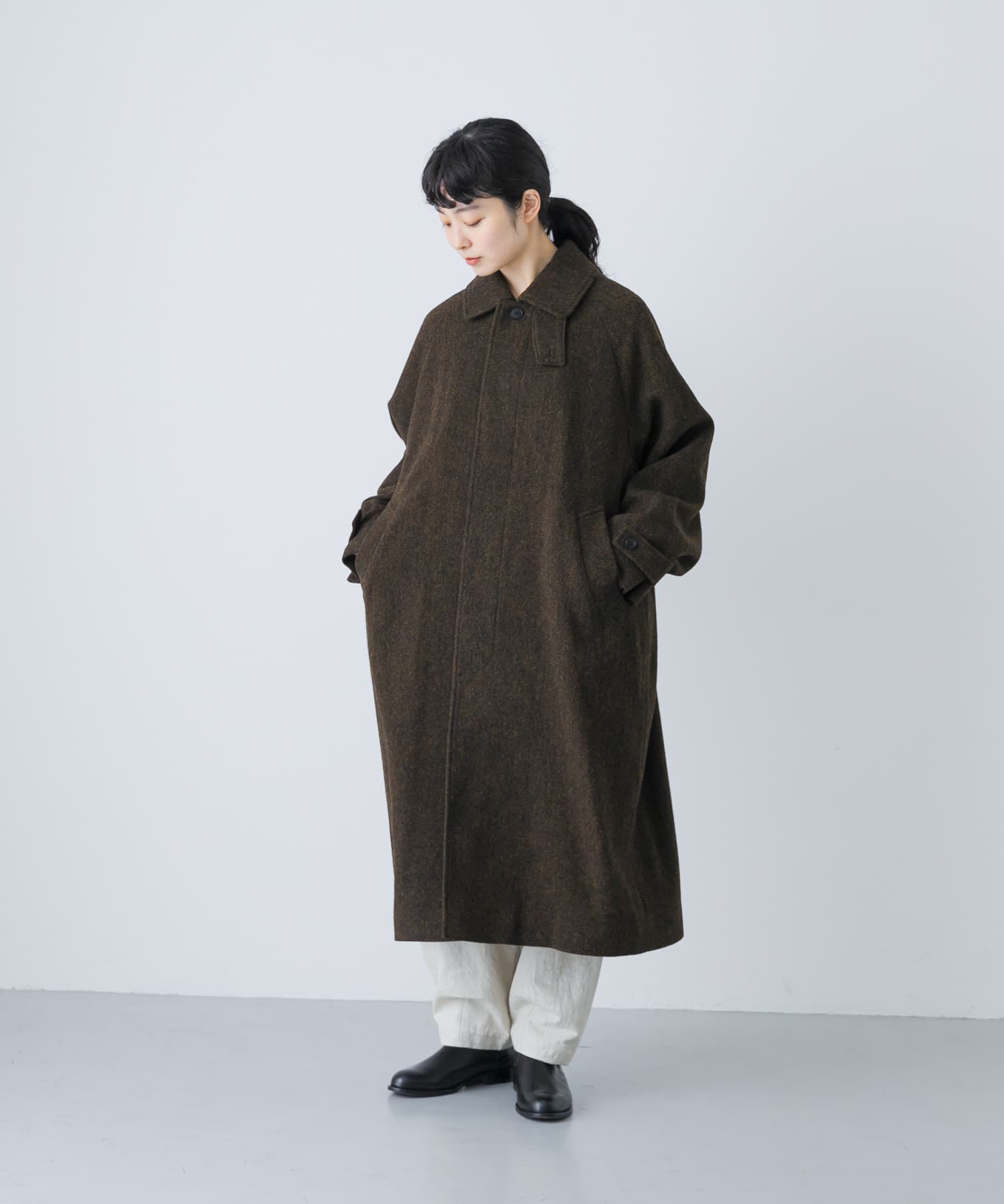 かぐれ「『ユニセックス』Wool bal coat」|ノーカラーコート|