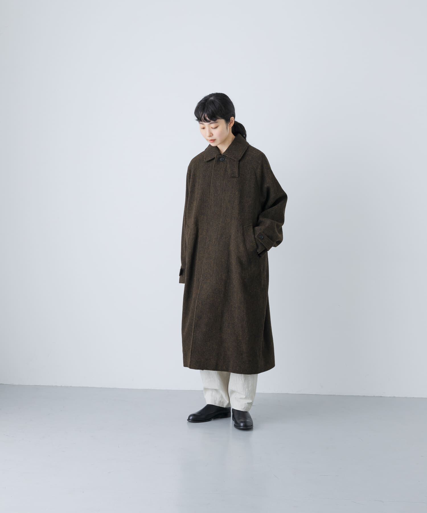 かぐれ「『ユニセックス』Wool bal coat」|ノーカラーコート|