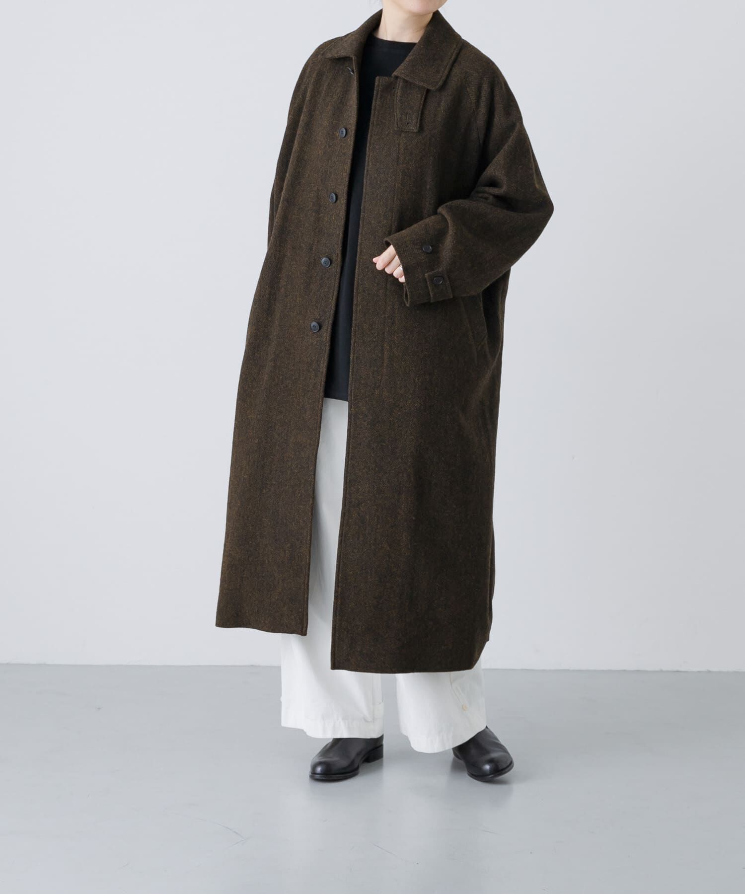 かぐれ「『ユニセックス』Wool bal coat」|ノーカラーコート|