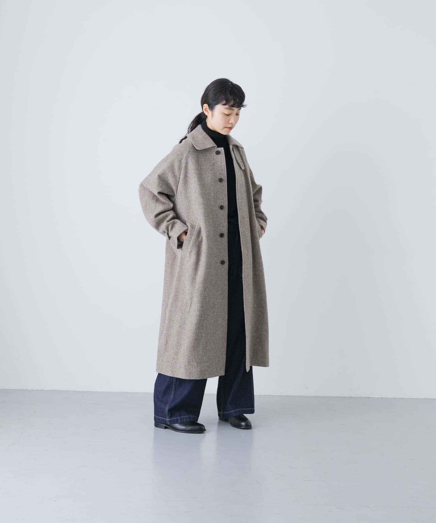 かぐれ「『ユニセックス』Wool bal coat」|ノーカラーコート|