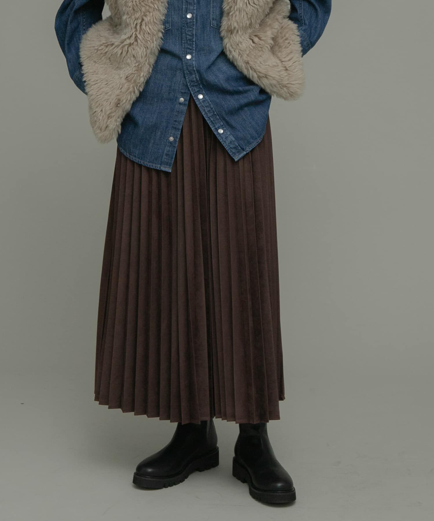 Sonny Label 「フェイクスウェードプリーツスカート」|スカート|