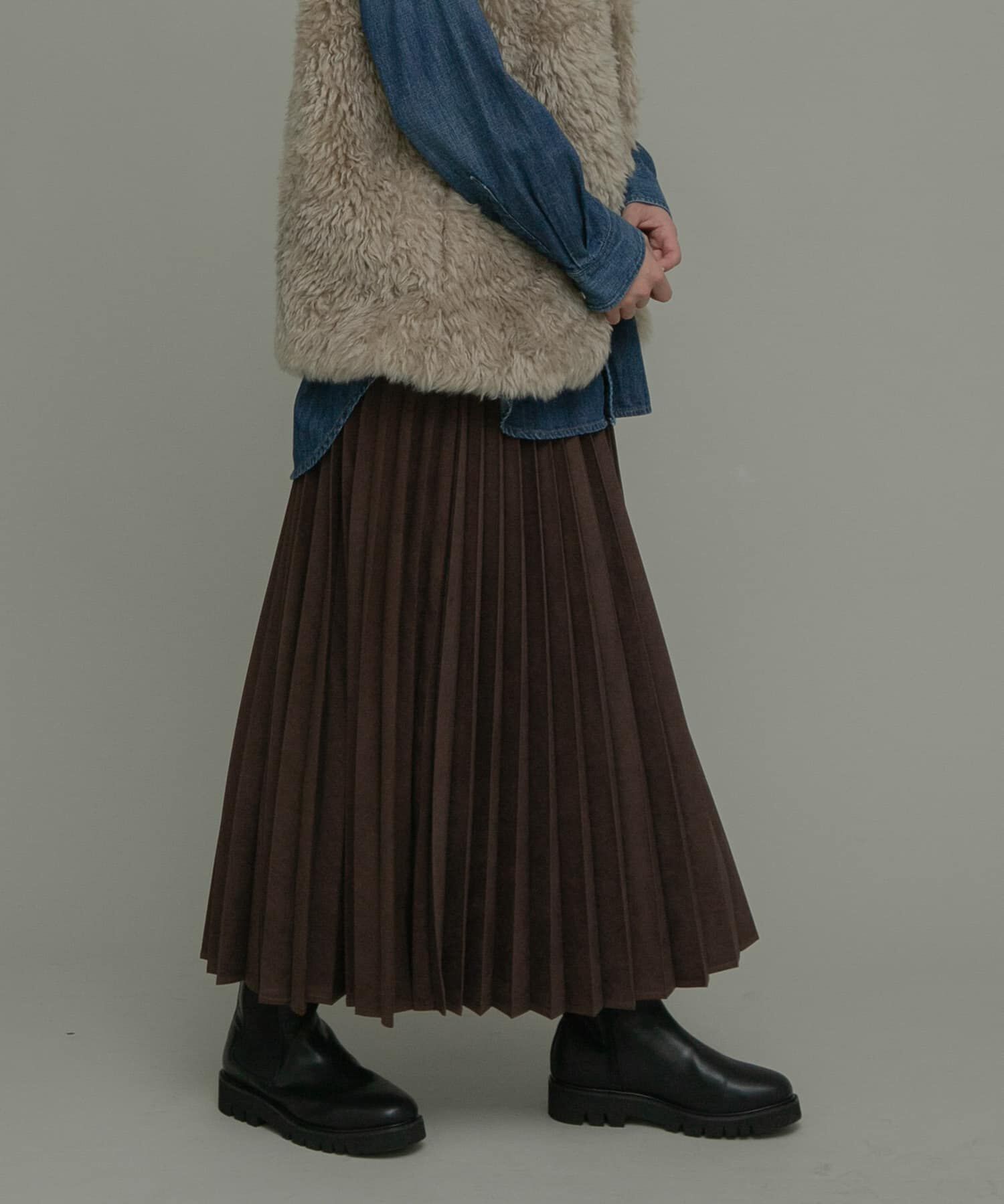 Sonny Label 「フェイクスウェードプリーツスカート」|スカート|