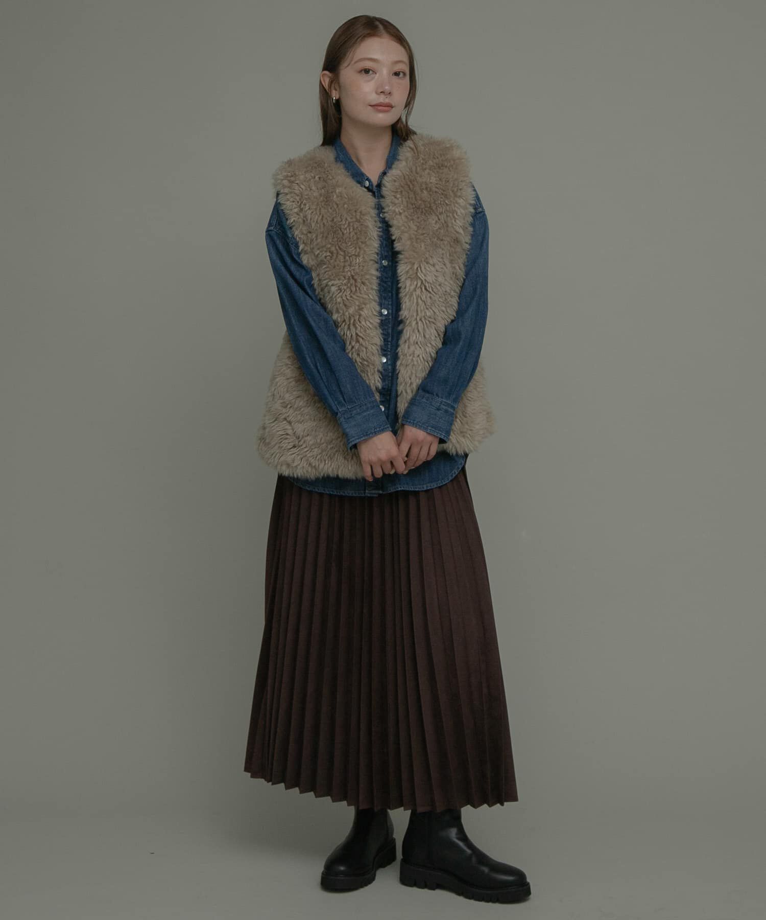 Sonny Label 「フェイクスウェードプリーツスカート」|スカート|