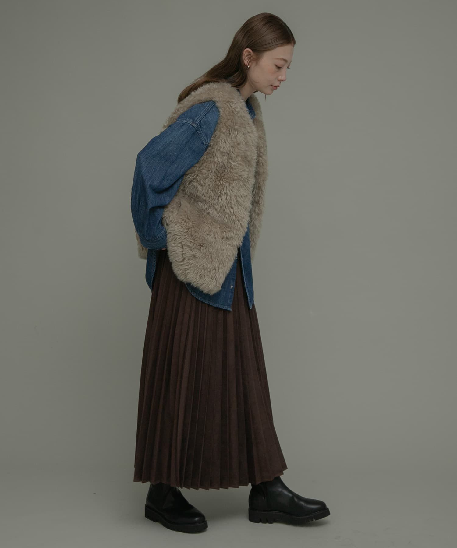 Sonny Label 「フェイクスウェードプリーツスカート」|スカート|