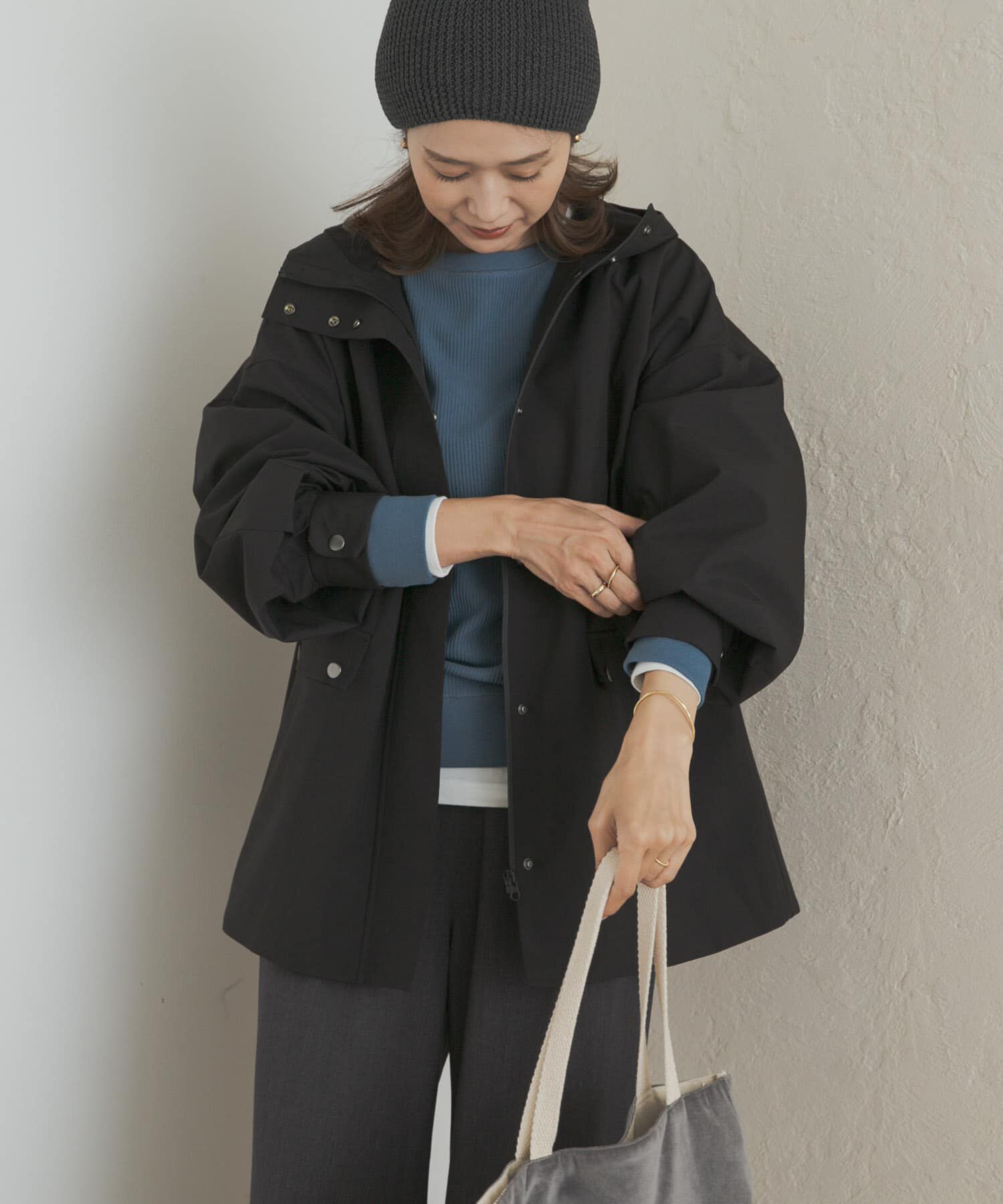 URBAN RESEARCH DOORS「防風/撥水ドロストフーディ」|ノーカラーコート|