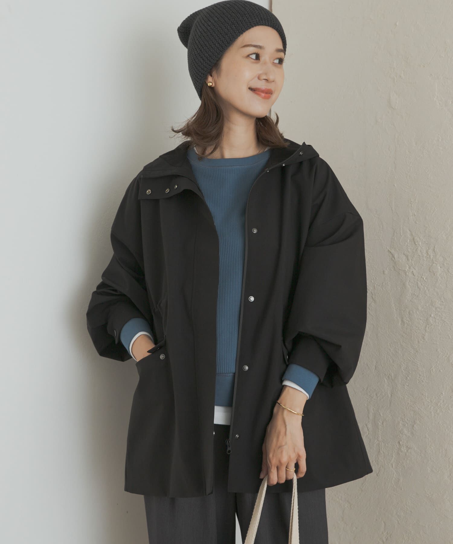 URBAN RESEARCH DOORS「防風/撥水ドロストフーディ」|ノーカラーコート|