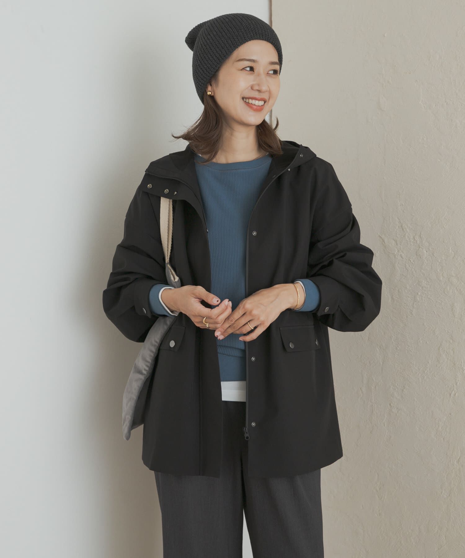 URBAN RESEARCH DOORS「防風/撥水ドロストフーディ」|ノーカラーコート|