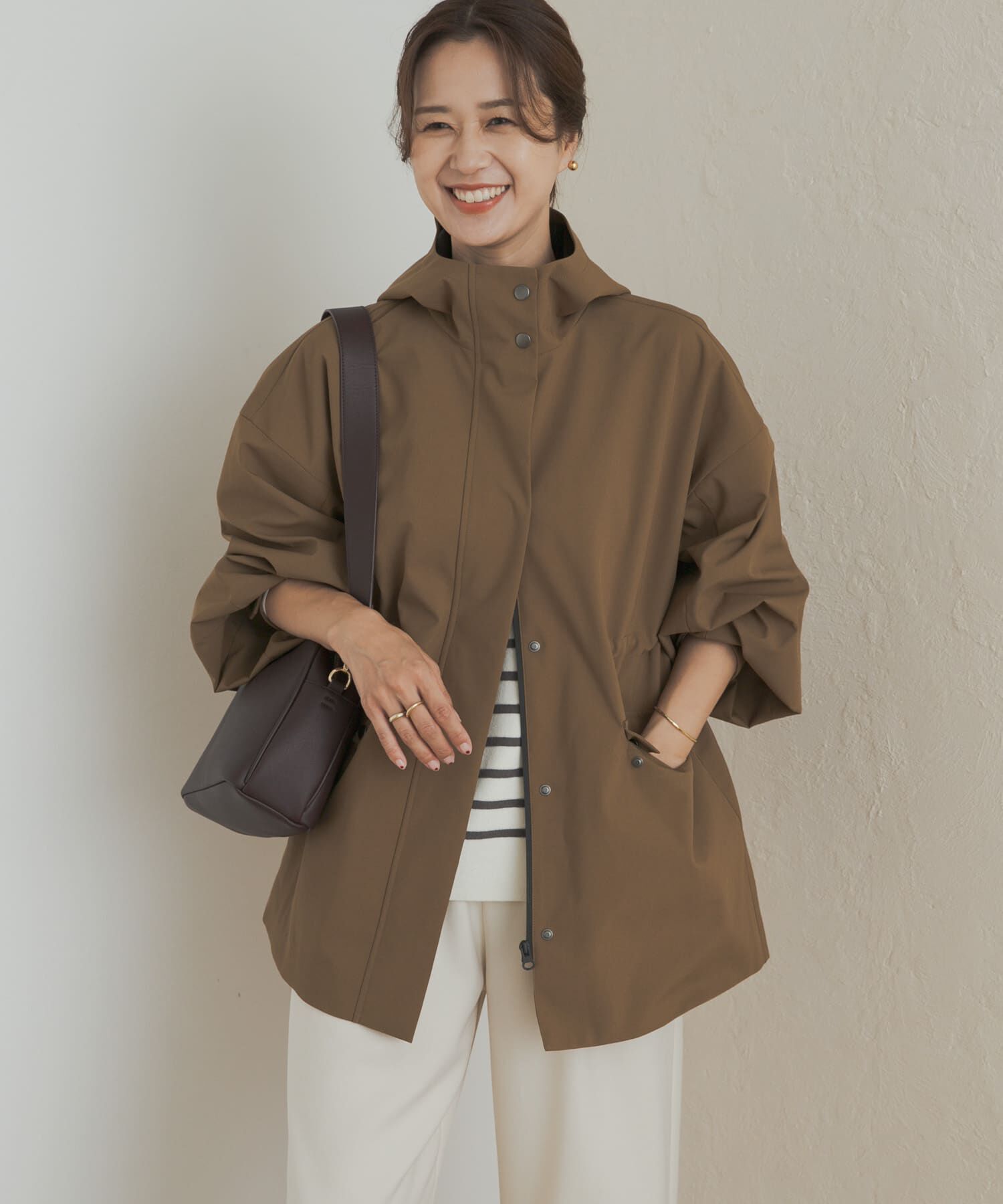 URBAN RESEARCH DOORS「防風/撥水ドロストフーディ」|ノーカラーコート|