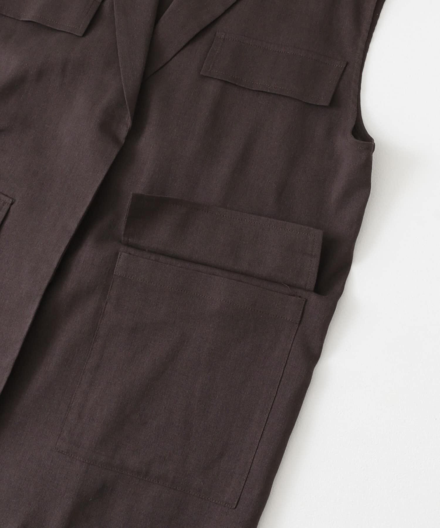  「ミリタリーシアーベスト」|ノーカラーコート|