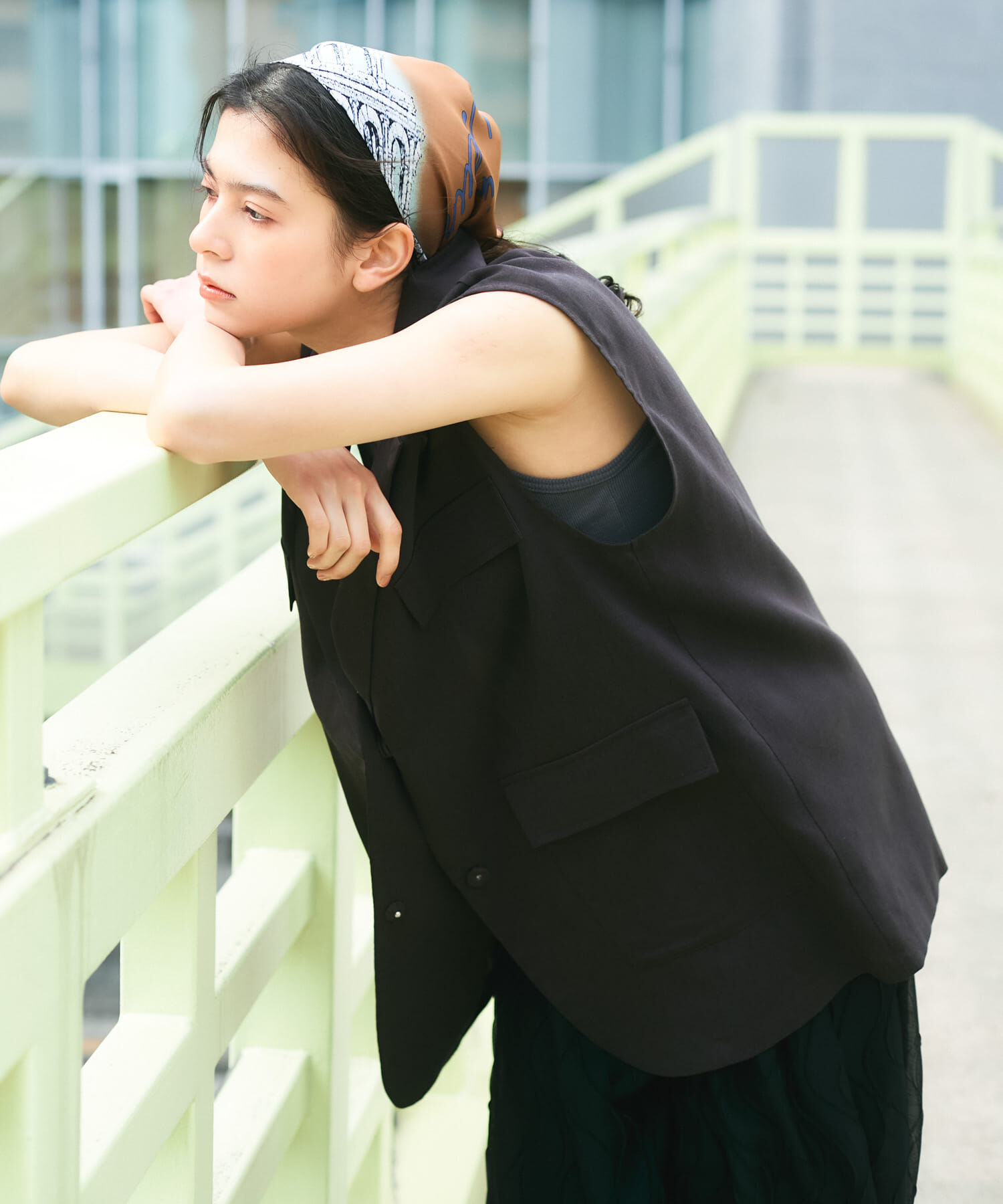  「ミリタリーシアーベスト」|ノーカラーコート|