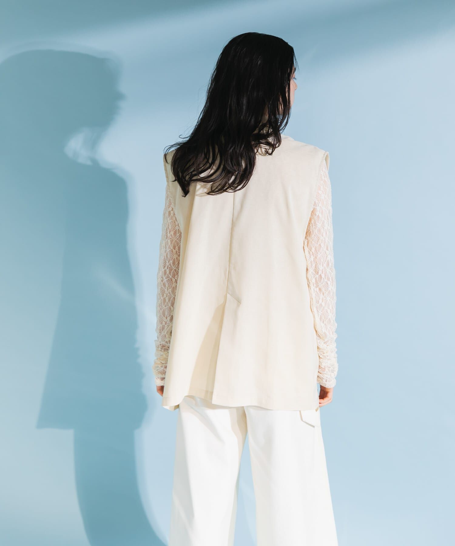  「ミリタリーシアーベスト」|ノーカラーコート|