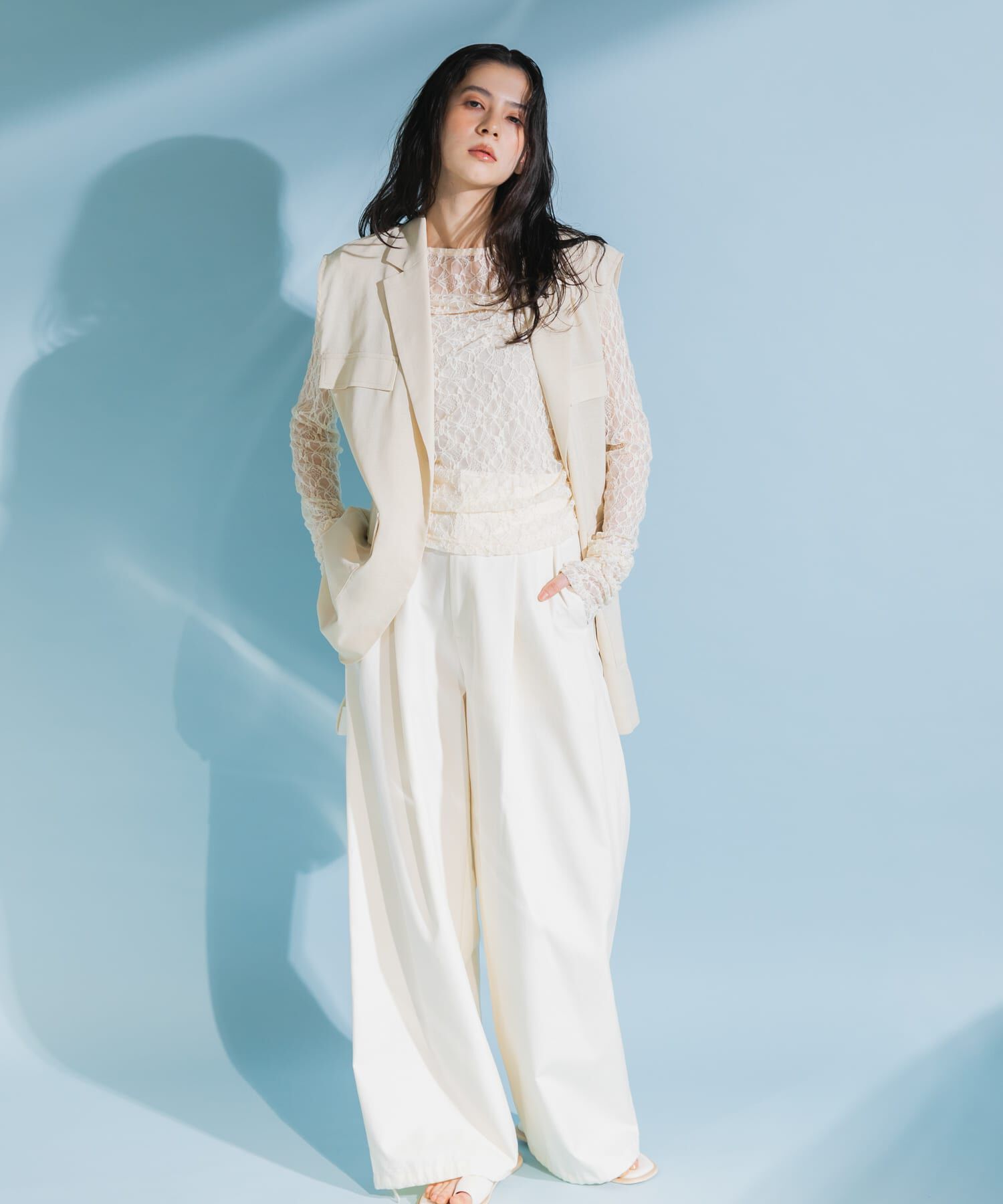  「ミリタリーシアーベスト」|ノーカラーコート|