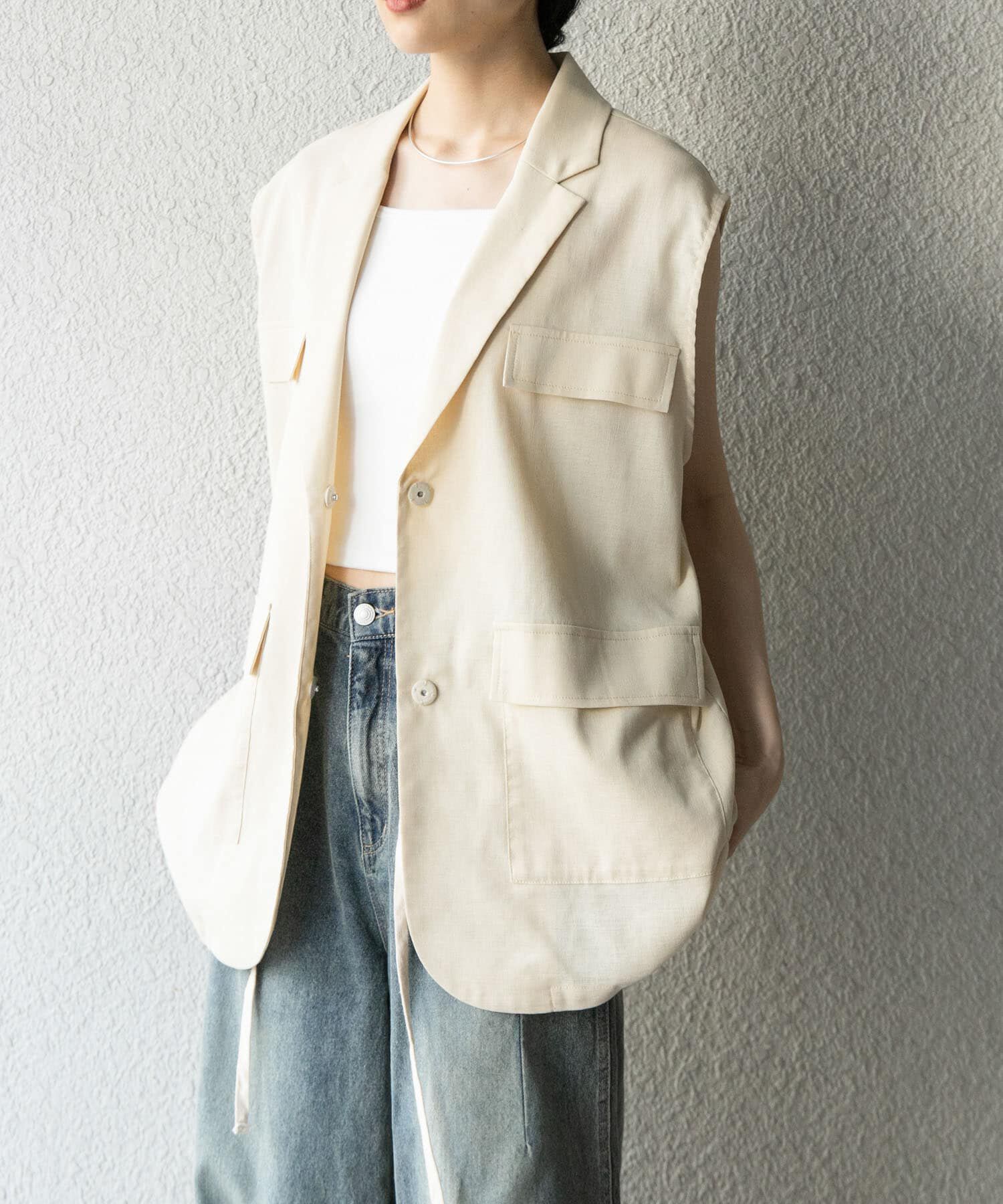  「ミリタリーシアーベスト」|ノーカラーコート|