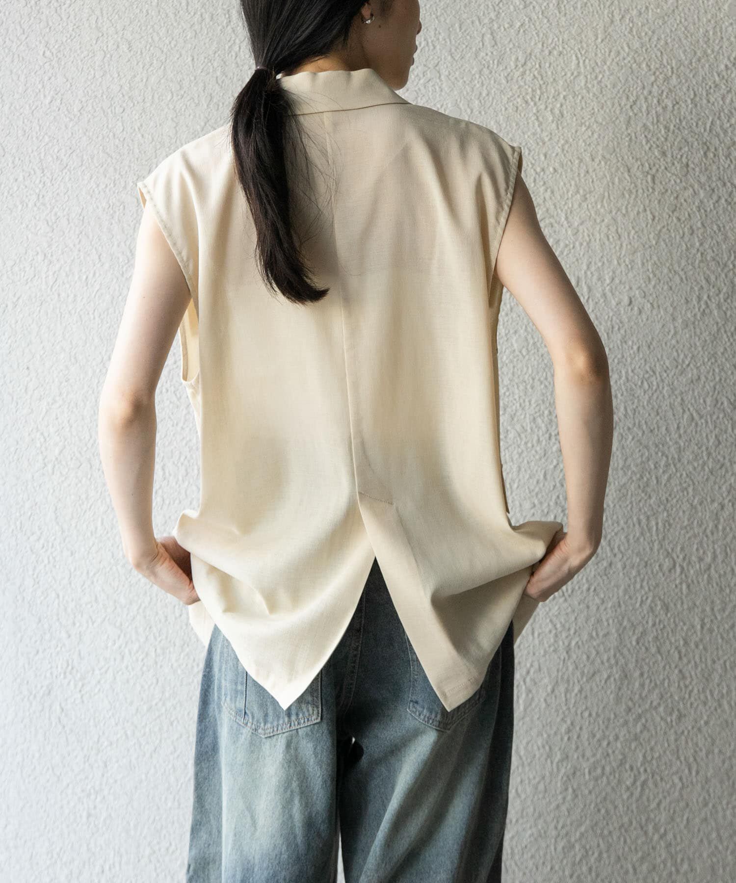  「ミリタリーシアーベスト」|ノーカラーコート|