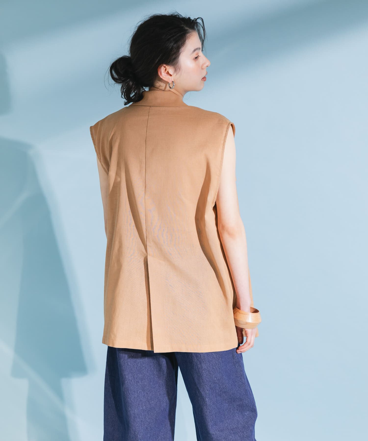  「ミリタリーシアーベスト」|ノーカラーコート|