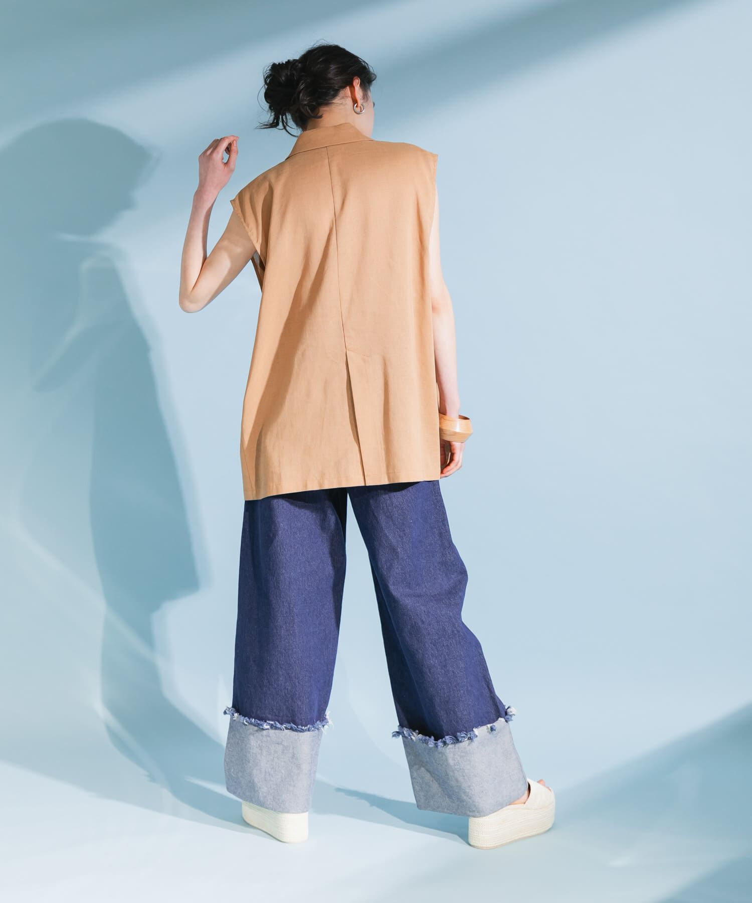  「ミリタリーシアーベスト」|ノーカラーコート|