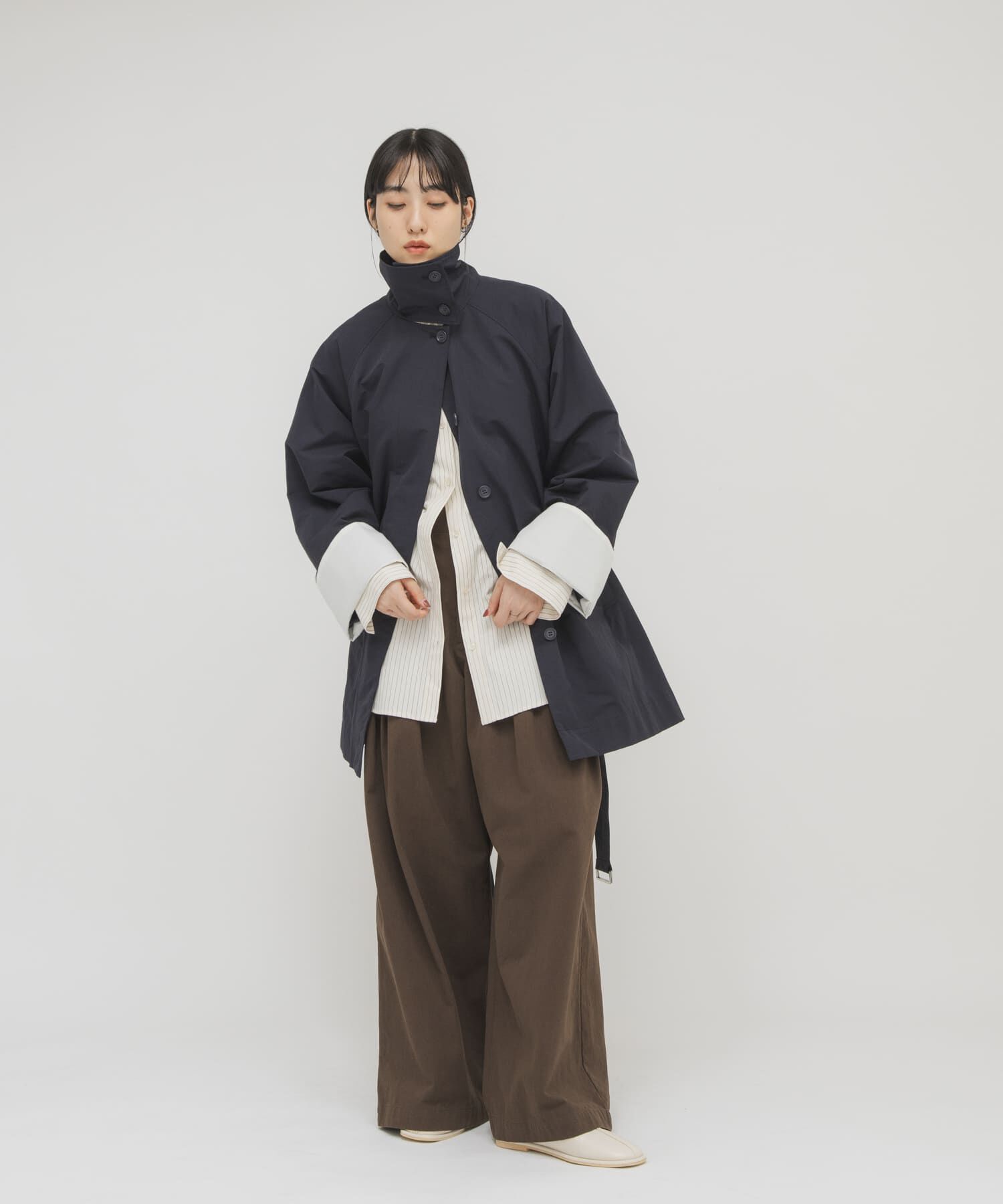  「テントラインBIGミドルコート」|ノーカラーコート|