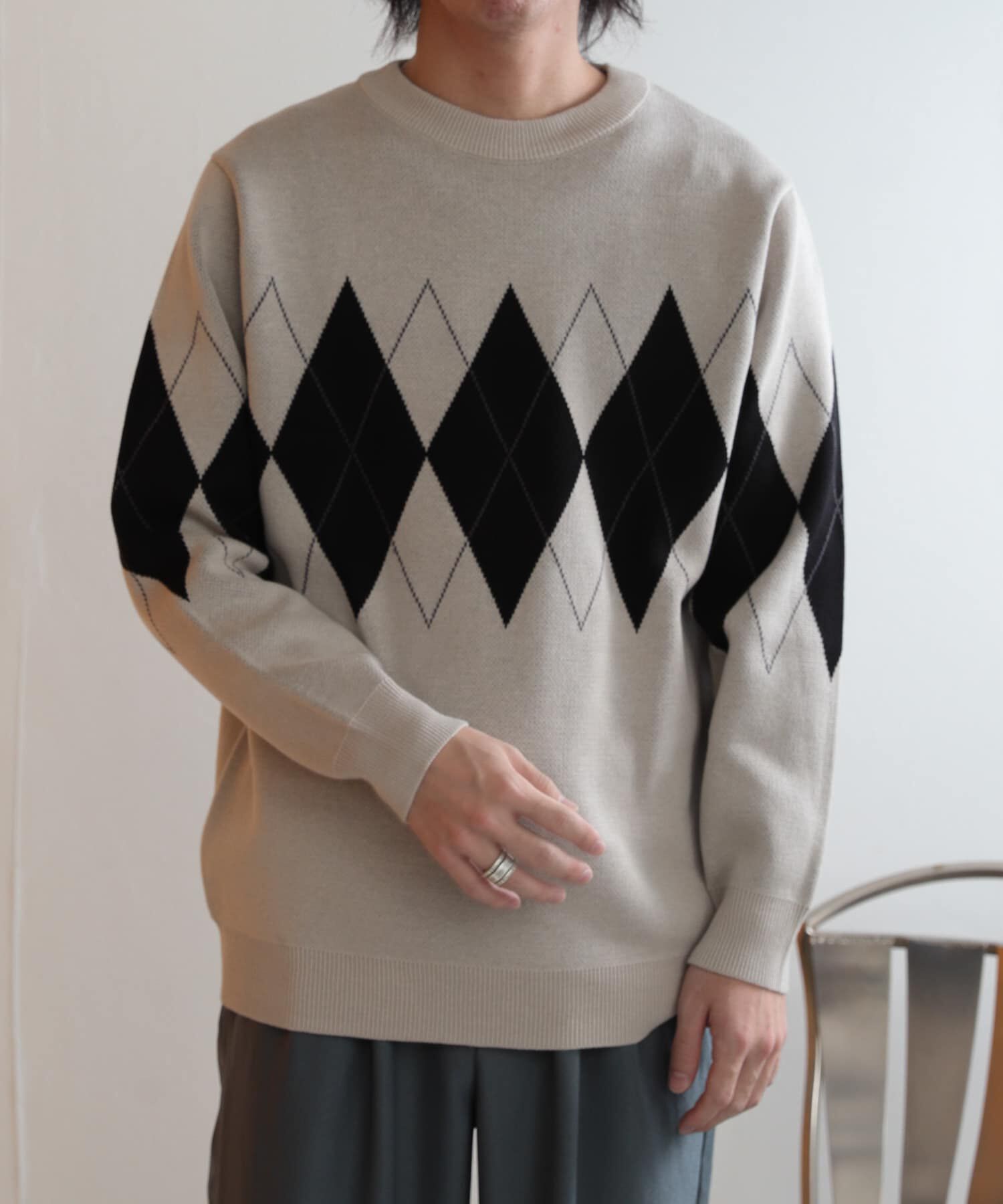 SENSE OF PLACE by URBAN RESEARCH「アーガイルクルーネックセーター」|ニット・セーター|