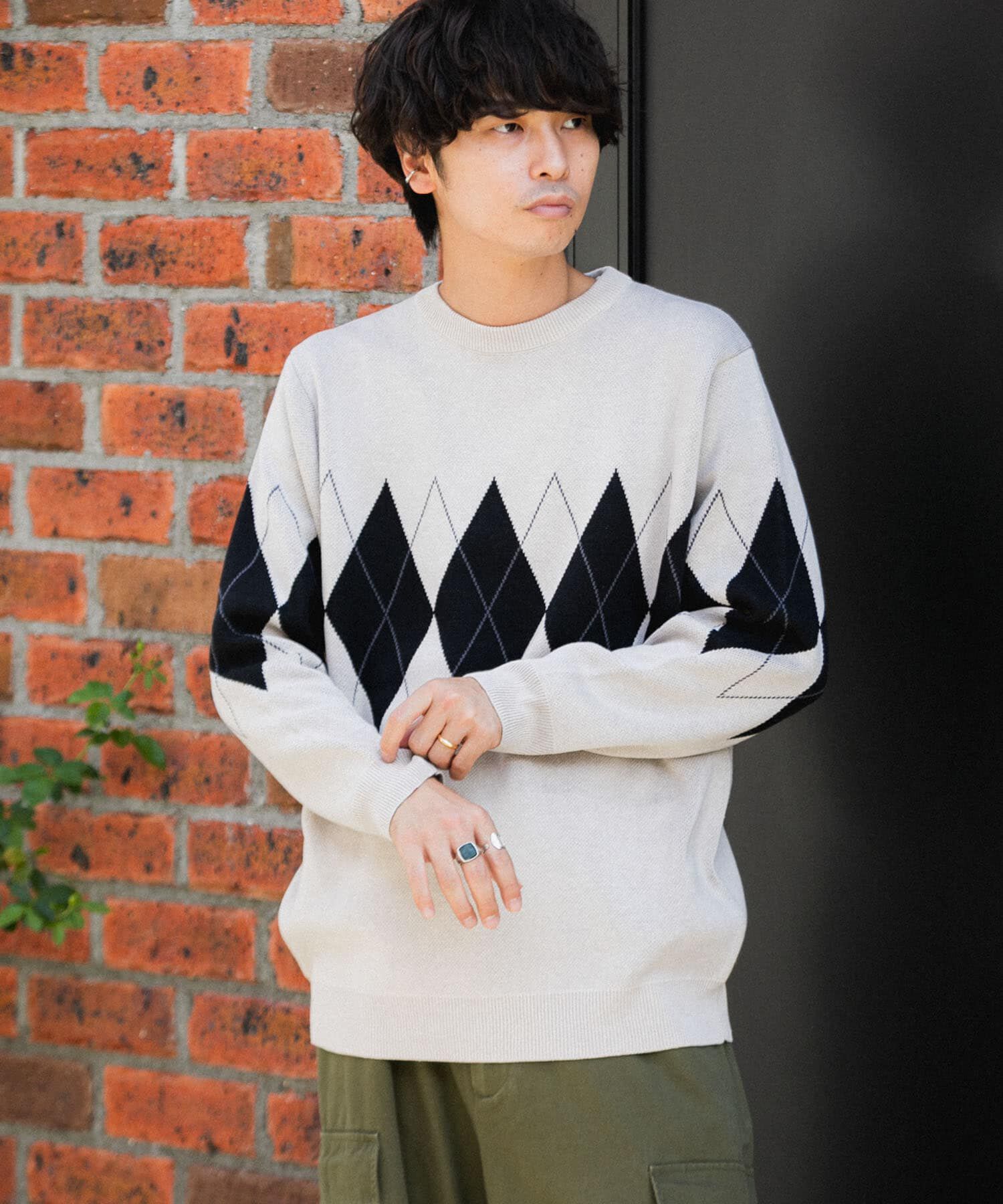 SENSE OF PLACE by URBAN RESEARCH「アーガイルクルーネックセーター」|ニット・セーター|