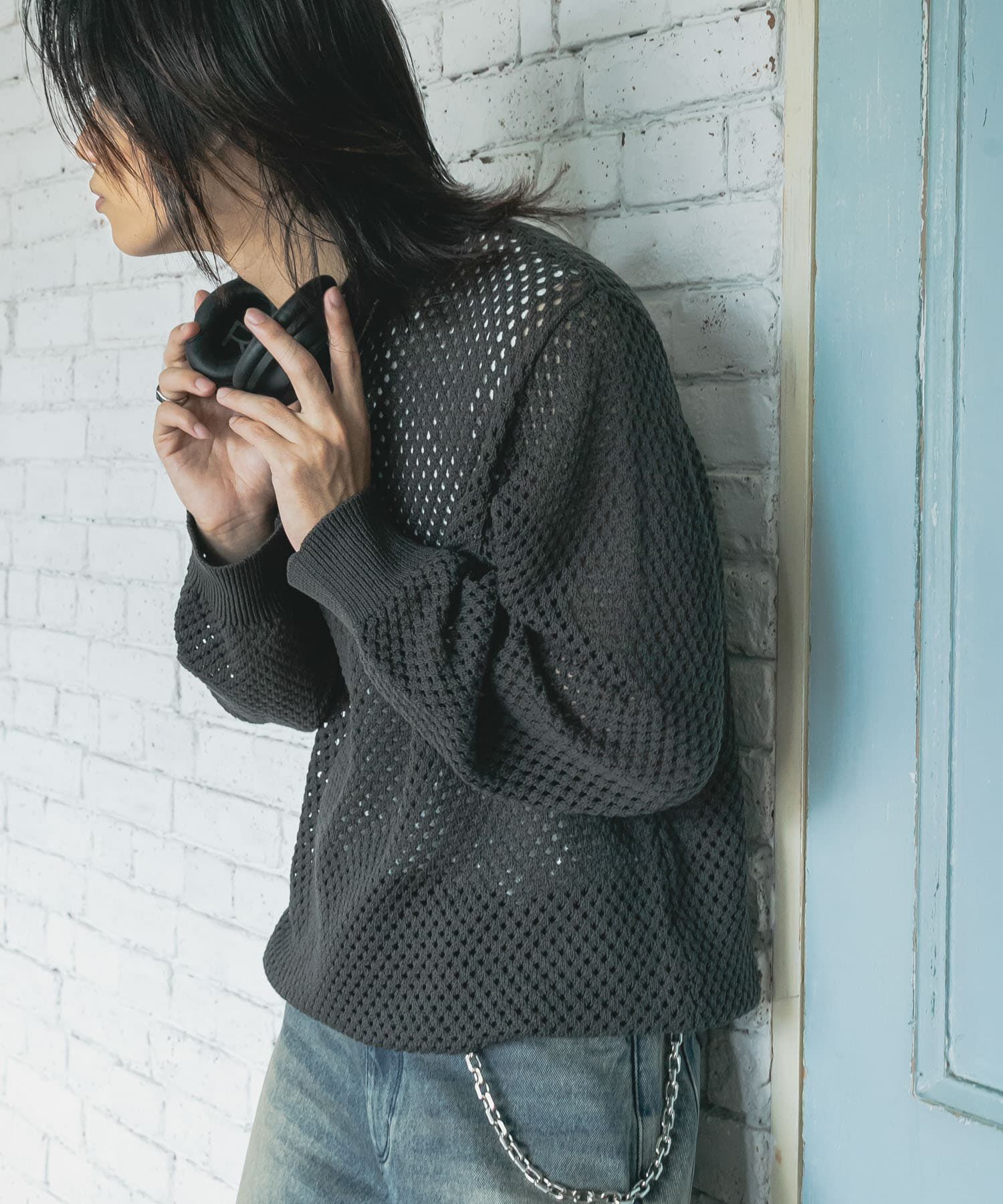 SENSE OF PLACE by URBAN RESEARCH「『洗濯可』シアーメッシュクルーネックニット」|ニット・セーター|