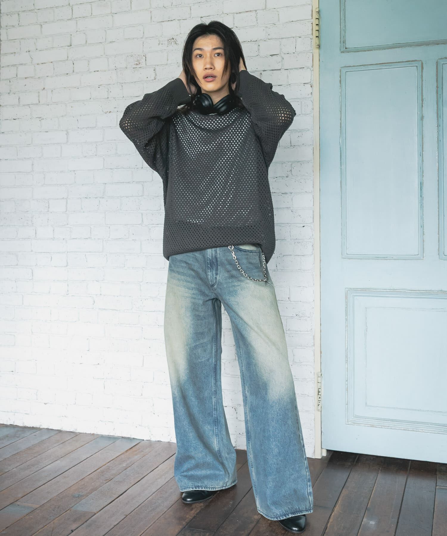 SENSE OF PLACE by URBAN RESEARCH「『洗濯可』シアーメッシュクルーネックニット」|ニット・セーター|