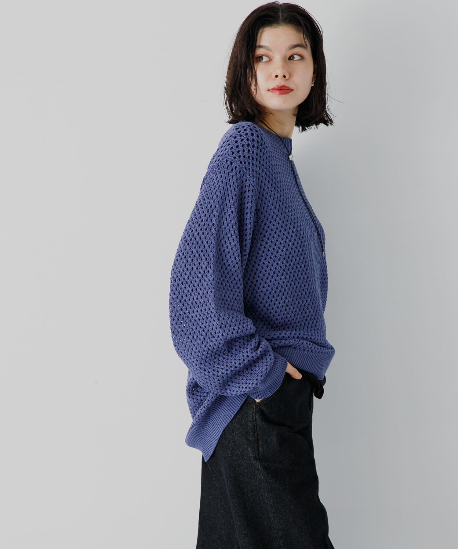 SENSE OF PLACE by URBAN RESEARCH「『洗濯可』シアーメッシュクルーネックニット」|ニット・セーター|