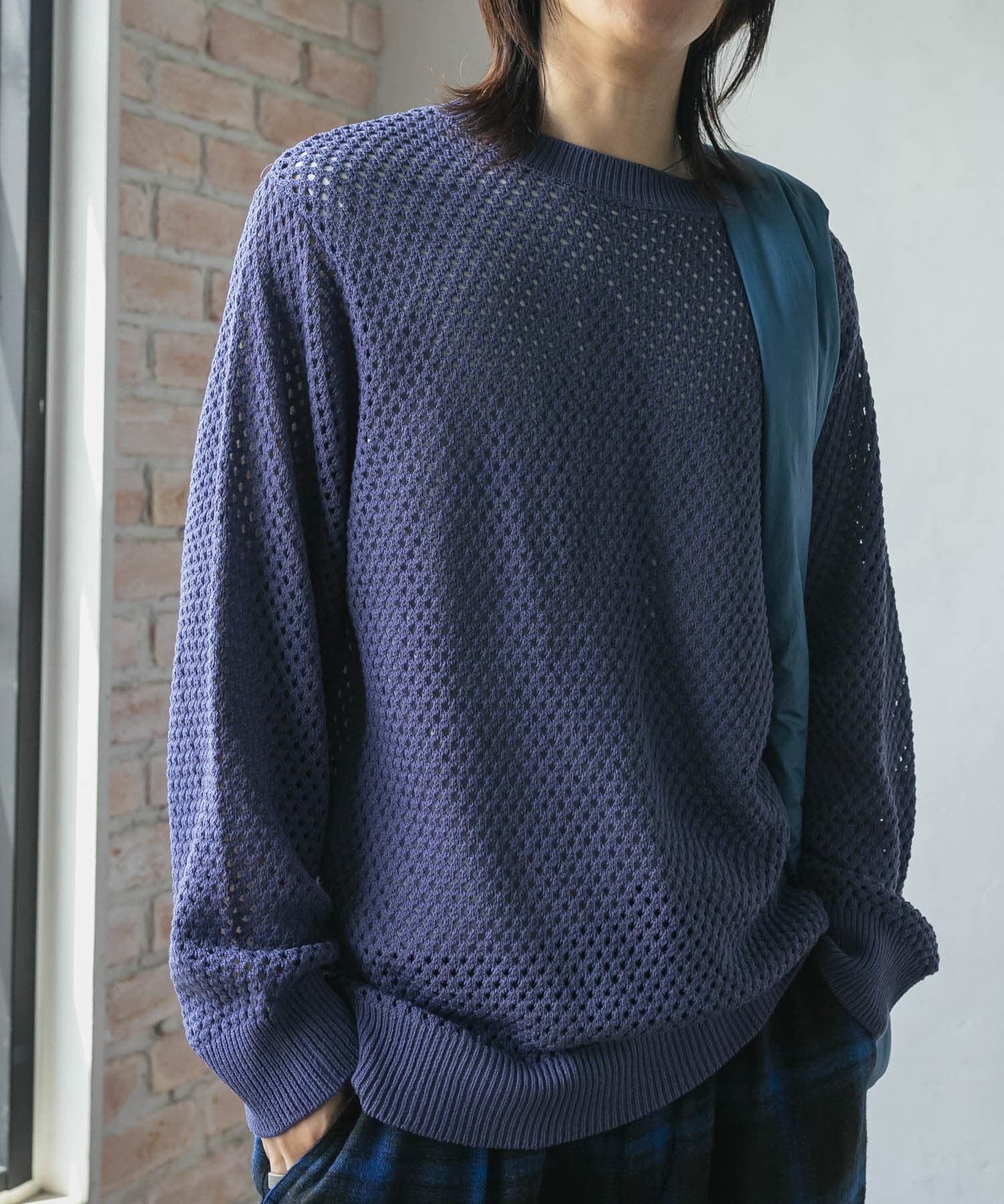 SENSE OF PLACE by URBAN RESEARCH「『洗濯可』シアーメッシュクルーネックニット」|ニット・セーター|