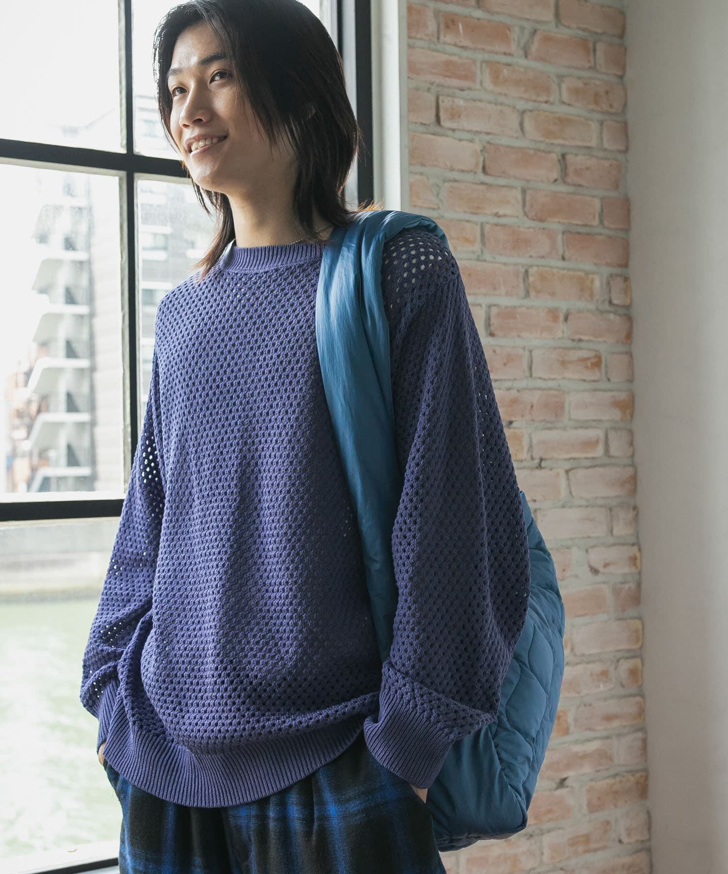 SENSE OF PLACE by URBAN RESEARCH「『洗濯可』シアーメッシュクルーネックニット」|ニット・セーター|