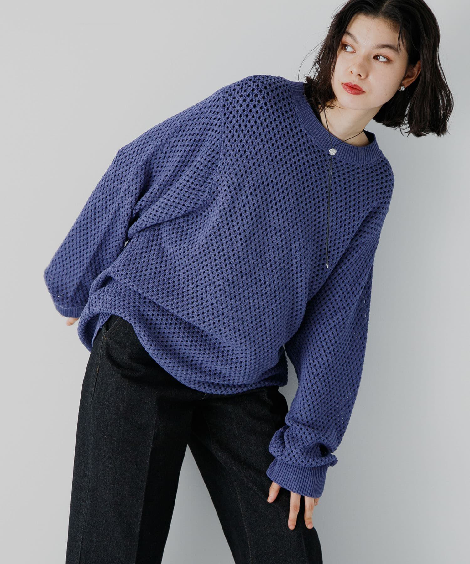 SENSE OF PLACE by URBAN RESEARCH「『洗濯可』シアーメッシュクルーネックニット」|ニット・セーター|