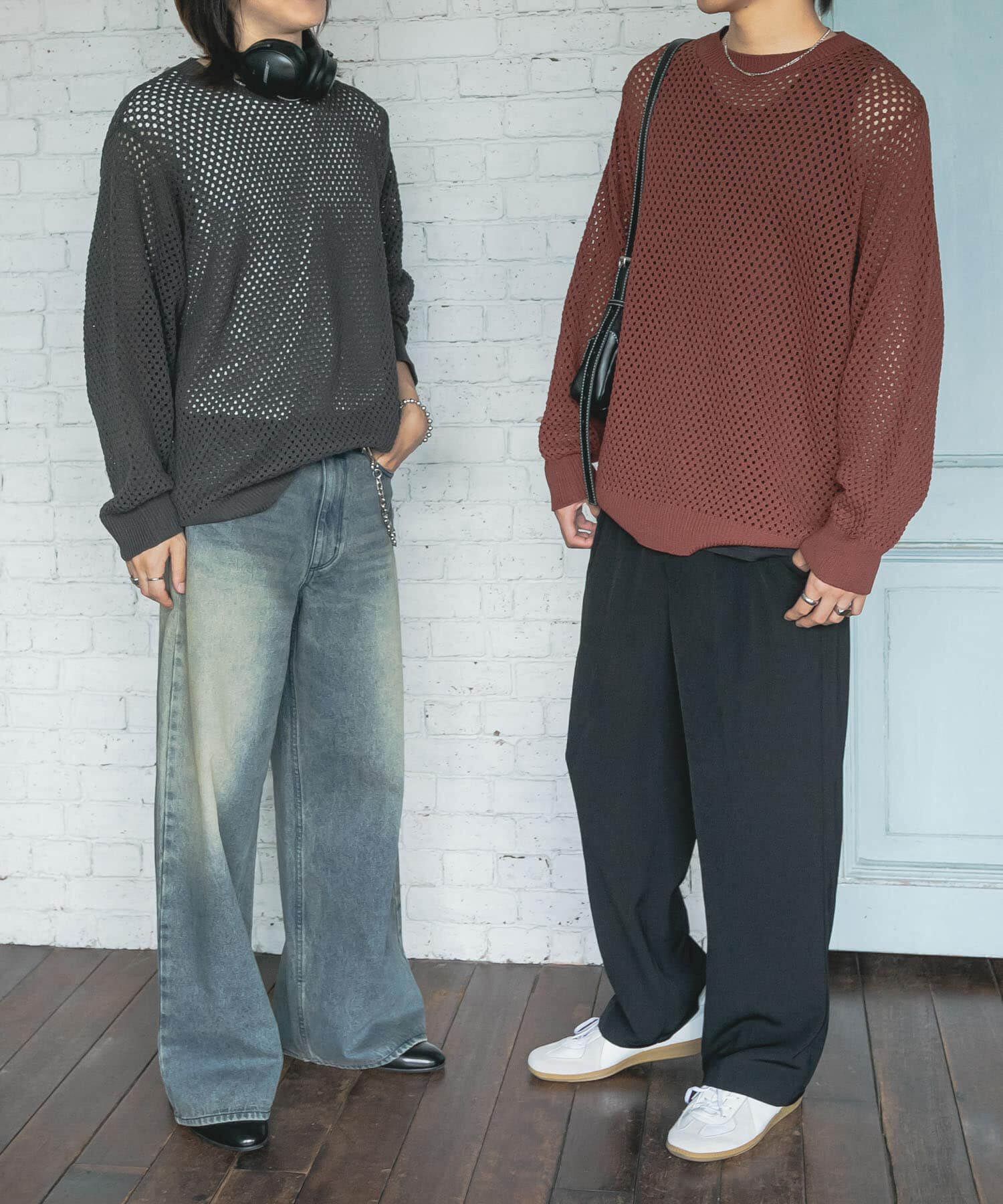 SENSE OF PLACE by URBAN RESEARCH「『洗濯可』シアーメッシュクルーネックニット」|ニット・セーター|