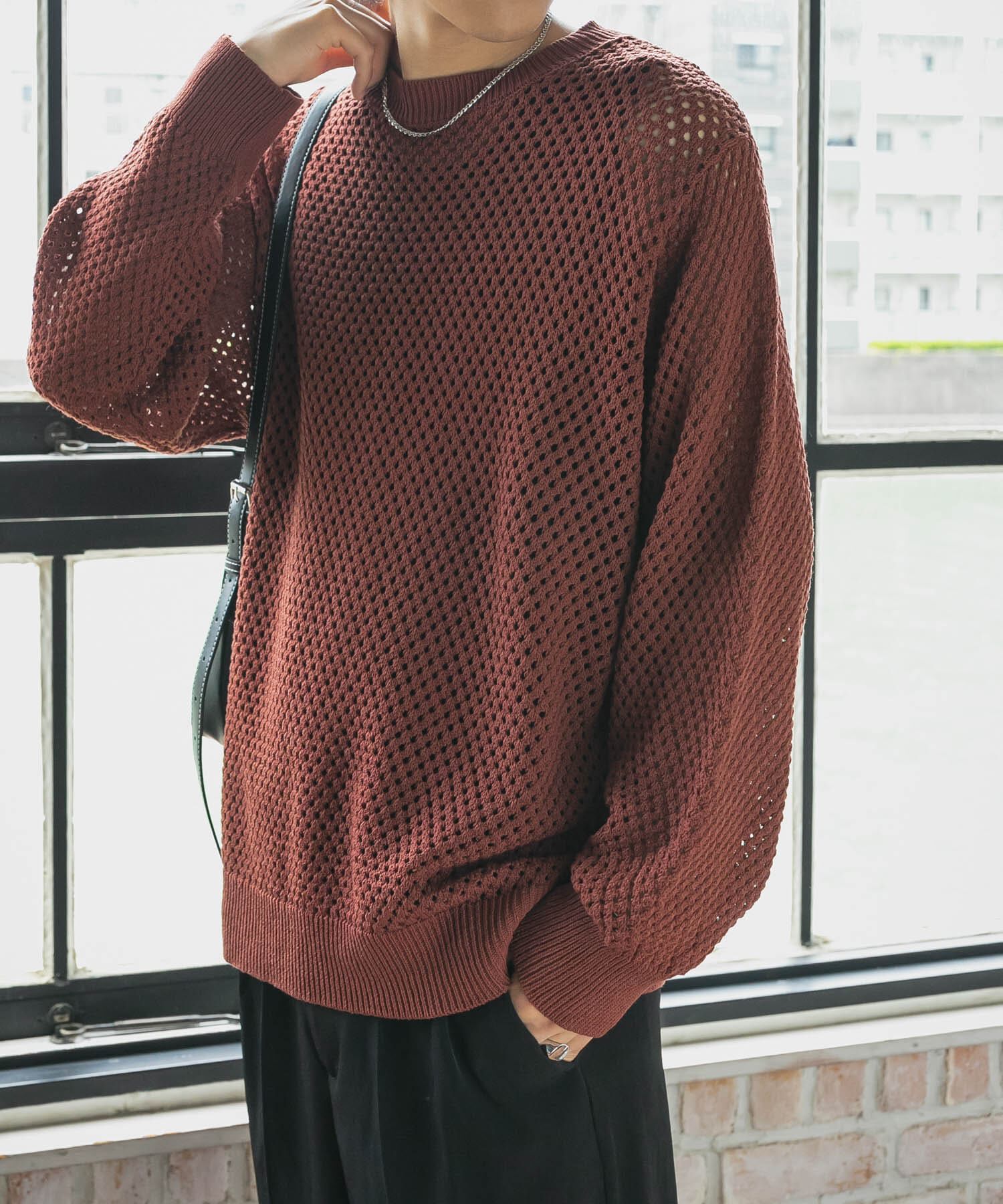 SENSE OF PLACE by URBAN RESEARCH「『洗濯可』シアーメッシュクルーネックニット」|ニット・セーター|