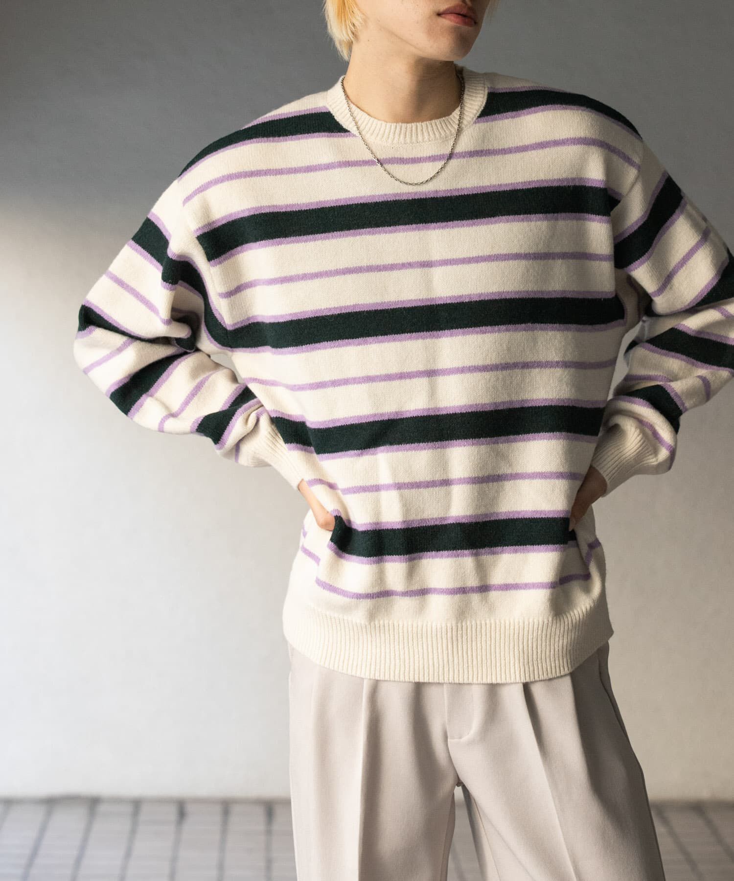 SENSE OF PLACE by URBAN RESEARCH「ウールブレンドボーダークルーネックニット」|ニット・セーター|