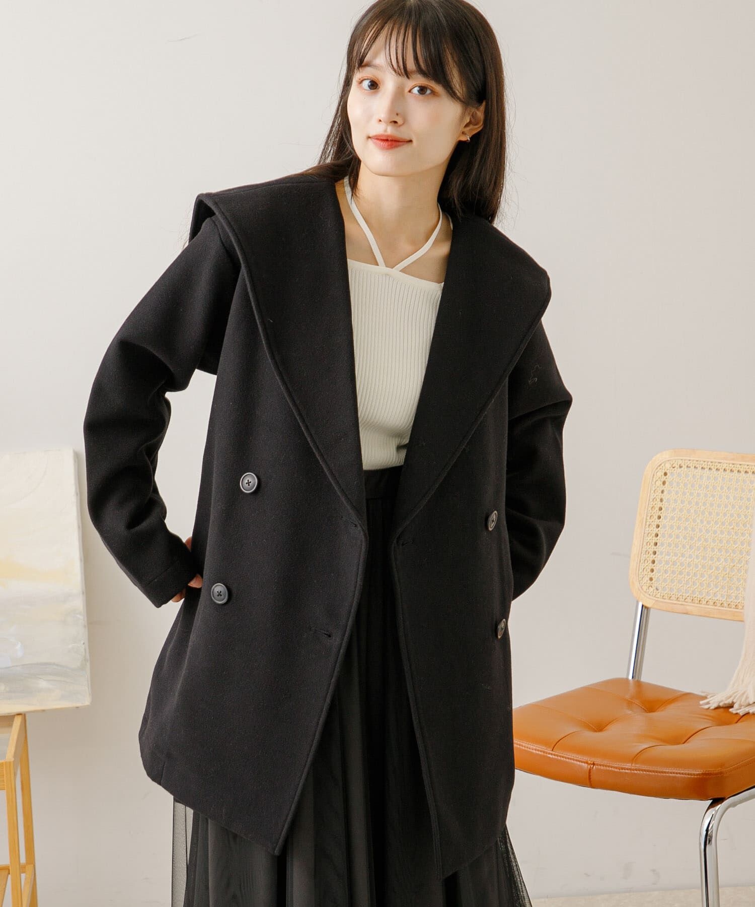 SENSE OF PLACE by URBAN RESEARCH「ビッグカラーミディコート」|ノーカラーコート|