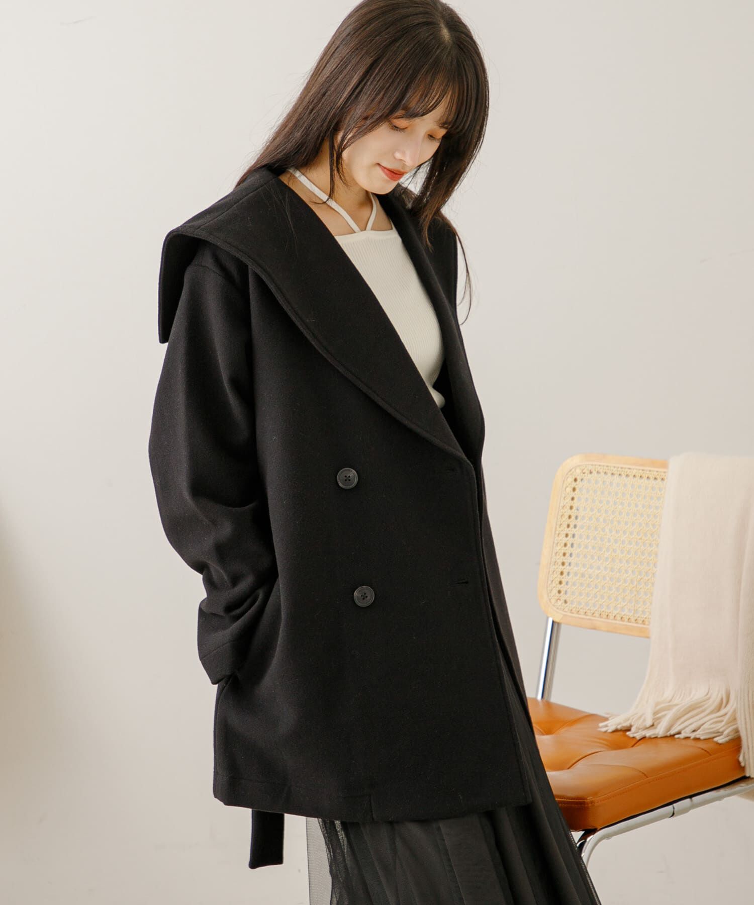 SENSE OF PLACE by URBAN RESEARCH「ビッグカラーミディコート」|ノーカラーコート|