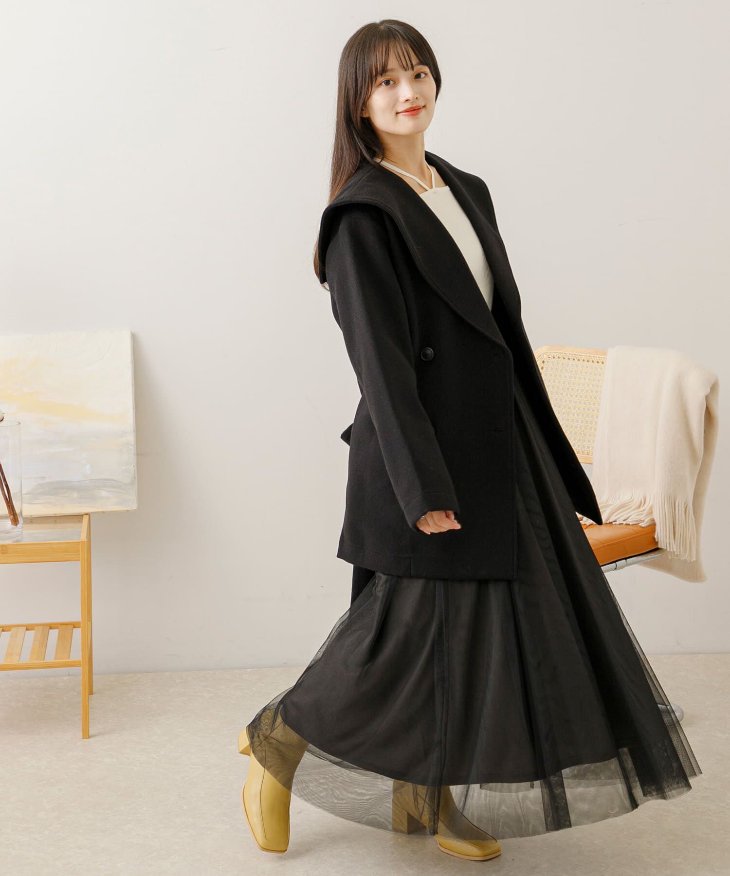 SENSE OF PLACE by URBAN RESEARCH「ビッグカラーミディコート」|ノーカラーコート|