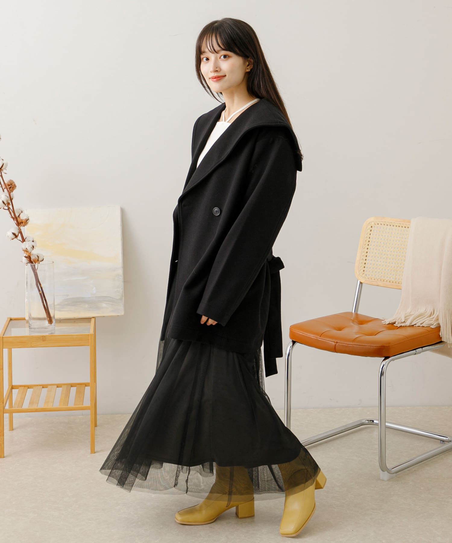 SENSE OF PLACE by URBAN RESEARCH「ビッグカラーミディコート」|ノーカラーコート|