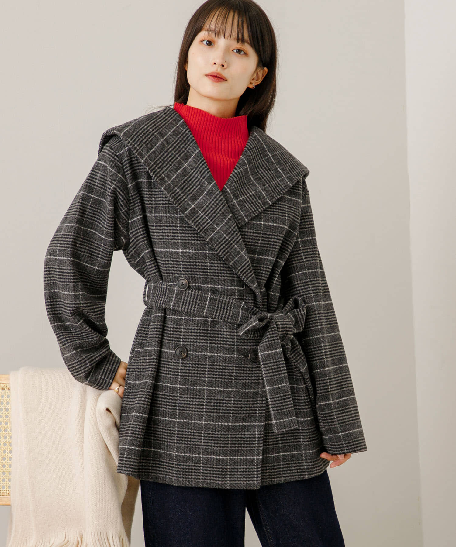 SENSE OF PLACE by URBAN RESEARCH「ビッグカラーミディコート」|ノーカラーコート|