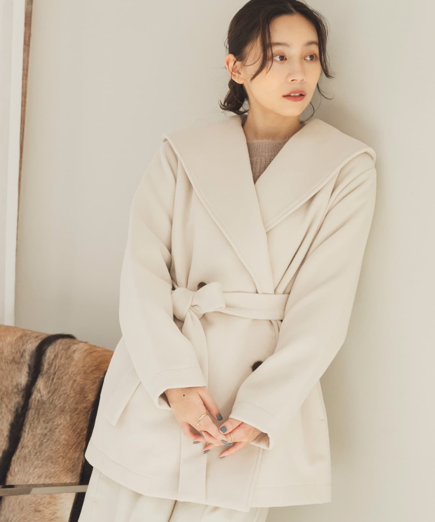 SENSE OF PLACE by URBAN RESEARCH「ビッグカラーミディコート」|ノーカラーコート|