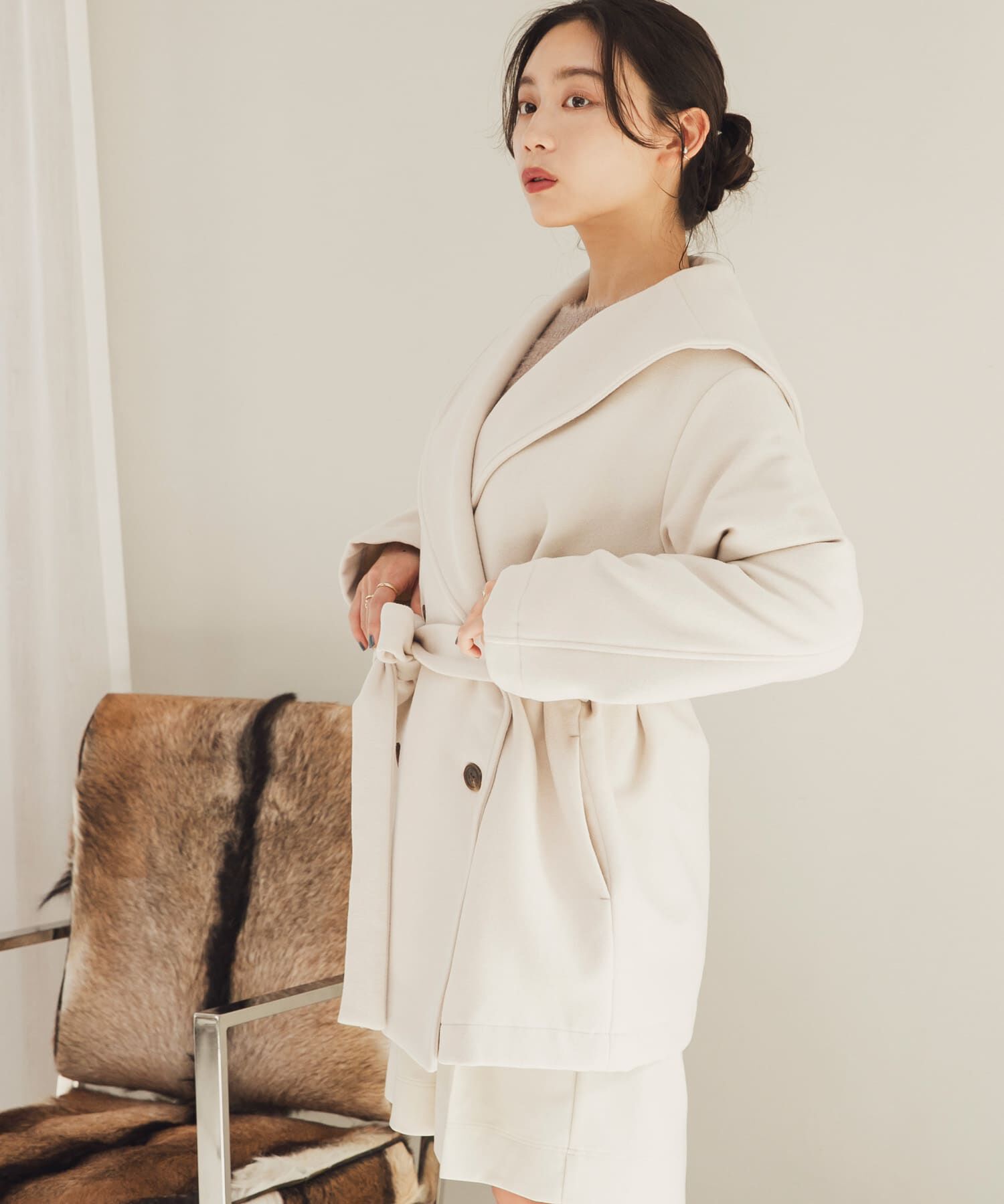 SENSE OF PLACE by URBAN RESEARCH「ビッグカラーミディコート」|ノーカラーコート|