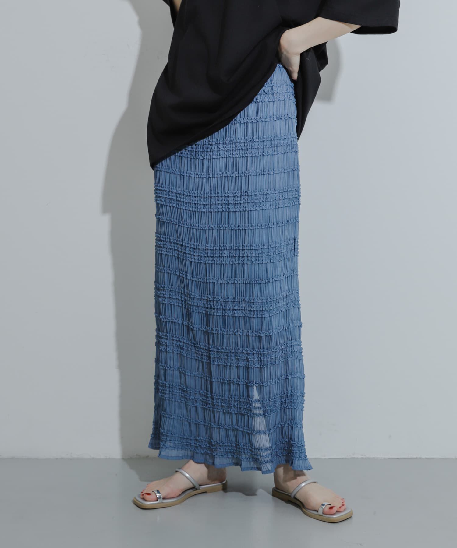 SENSE OF PLACE by URBAN RESEARCH「アイラインフリルスカート」|スカート|ライトブルー