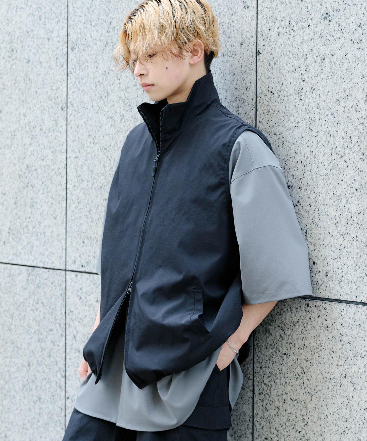 SENSE OF PLACE by URBAN RESEARCH「Uiscel　リップストップスタンドカラーベスト」|ノーカラーコート|